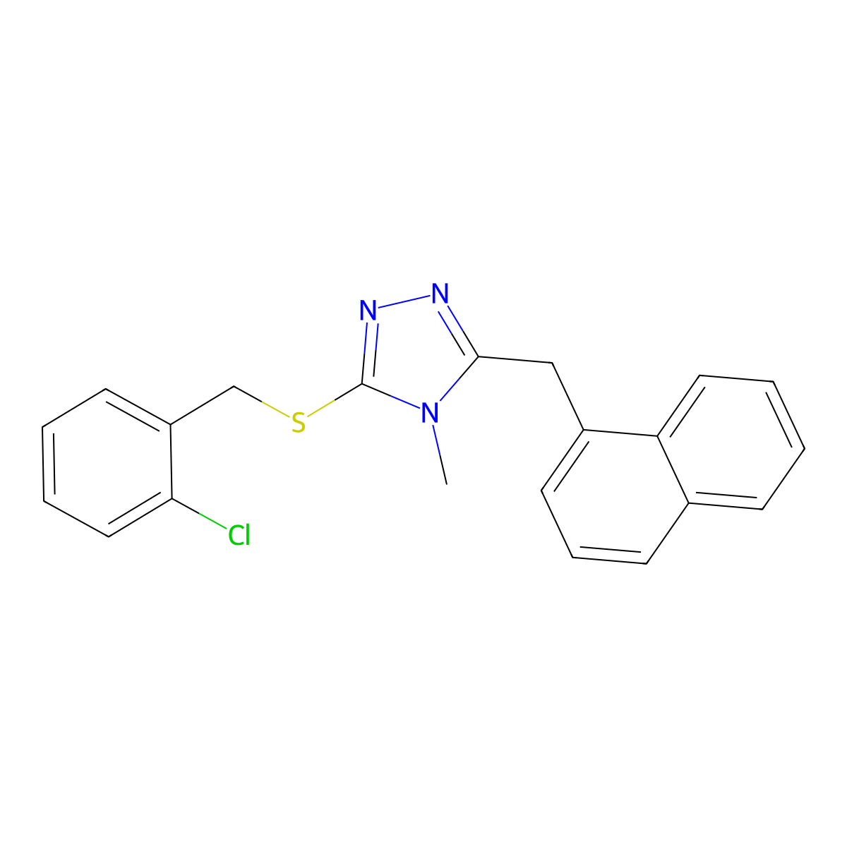 3-[(2-chlorobenzyl)sulfanyl]-4-methyl-5-(naphthalen-1-ylmethyl)-4H-1,2,4-triazole molecular structure, CAS 693254-25-0