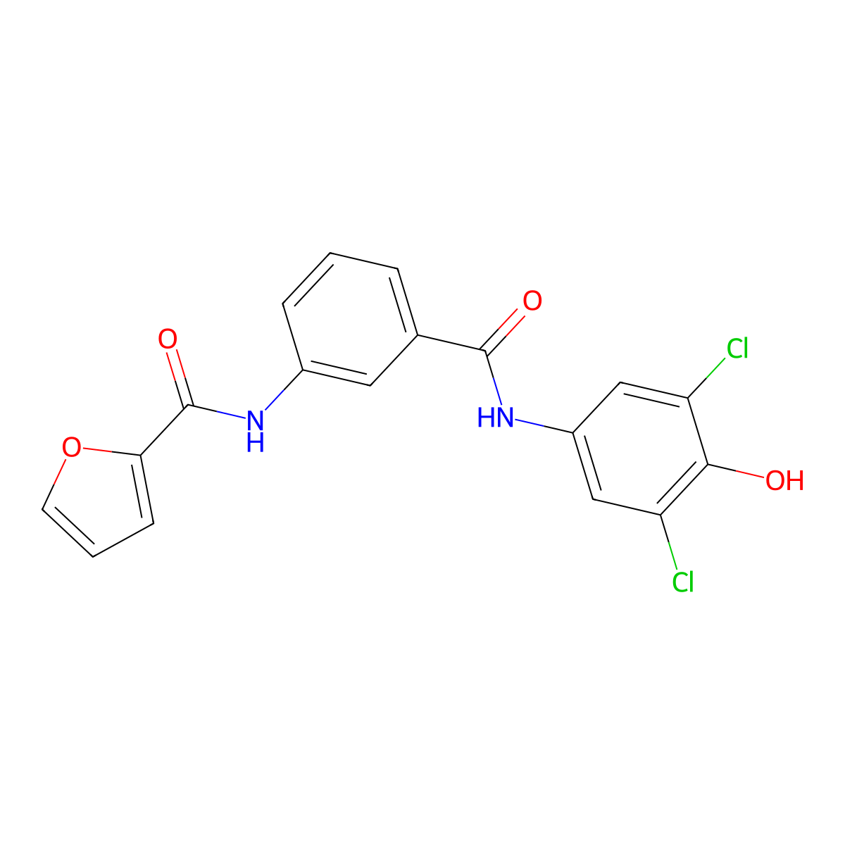 N-[3-[(3,5-dichloro-4-hydroxyphenyl)carbamoyl]phenyl]furan-2-carboxamide molecular structure, CAS 693254-39-6