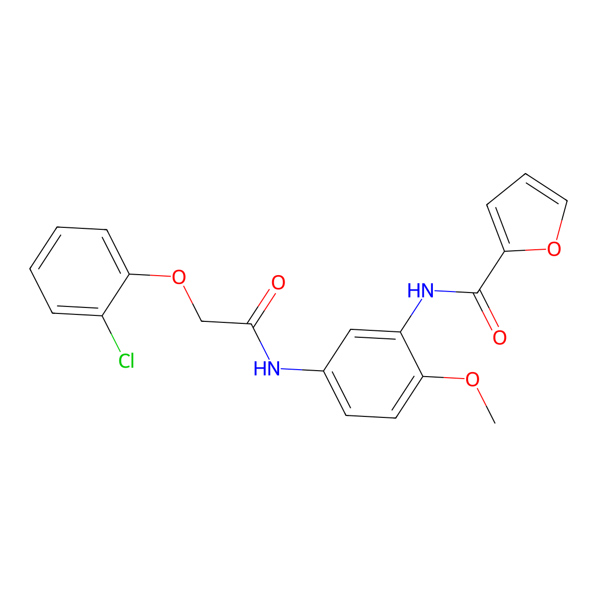 N-[5-[[2-(2-chlorophenoxy)acetyl]amino]-2-methoxyphenyl]furan-2-carboxamide molecular structure, CAS 693254-41-0