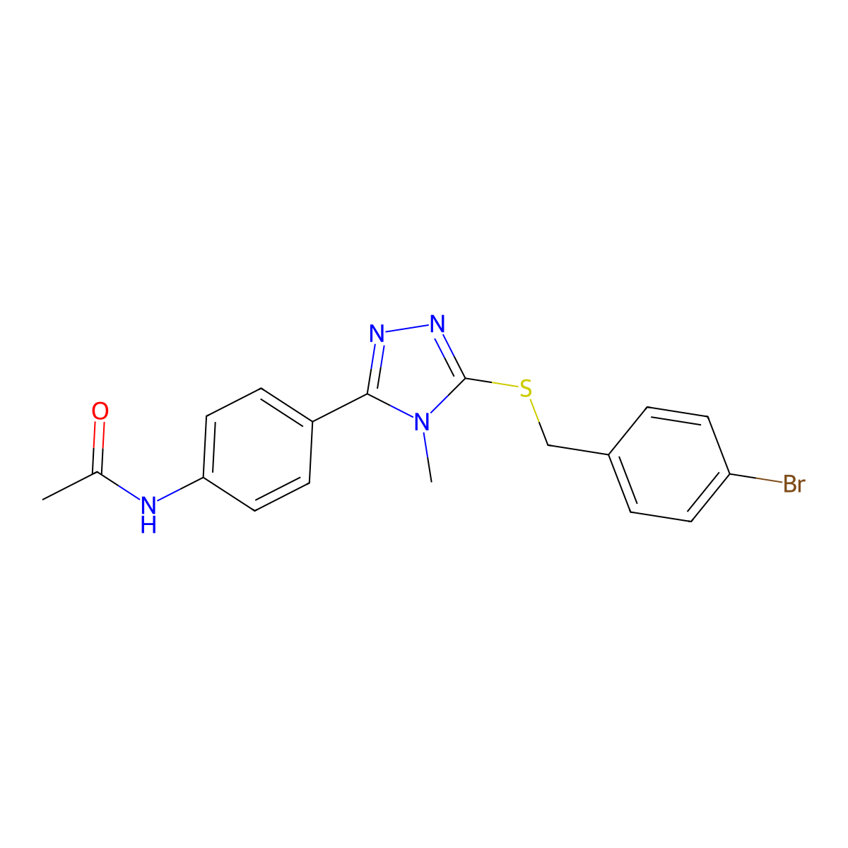 N-[4-[5-[(4-bromophenyl)methylsulfanyl]-4-methyl-1,2,4-triazol-3-yl]phenyl]acetamide molecular structure, CAS 693254-81-8