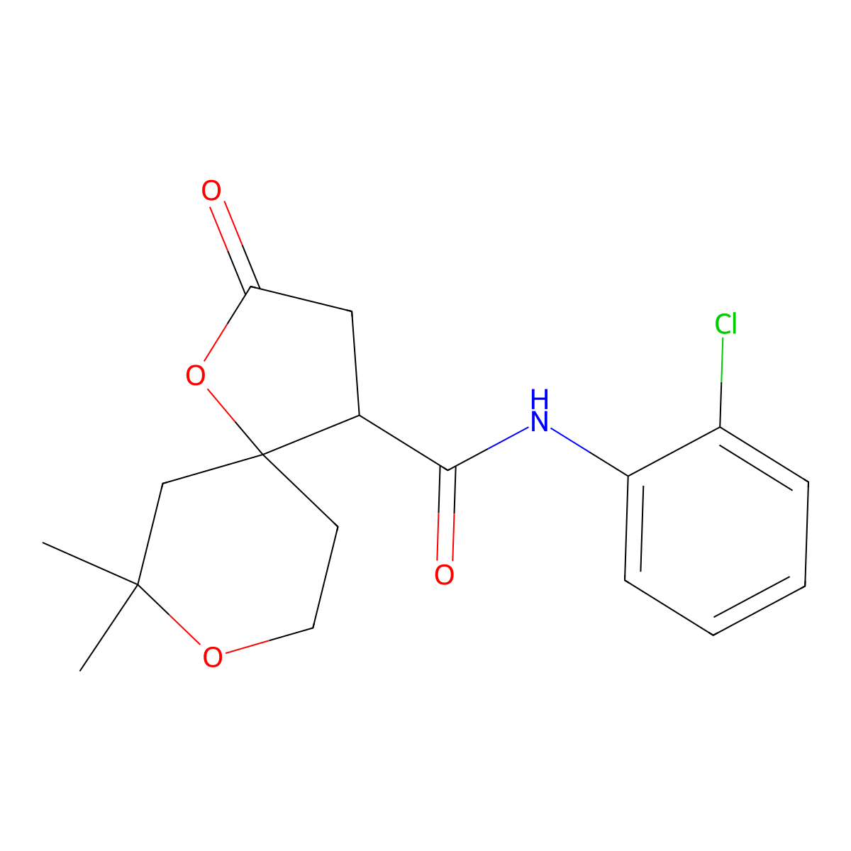 N-(2-chlorophenyl)-7,7-dimethyl-2-oxo-1,8-dioxaspiro[4.5]decane-4-carboxamide molecular structure, CAS 693255-12-8