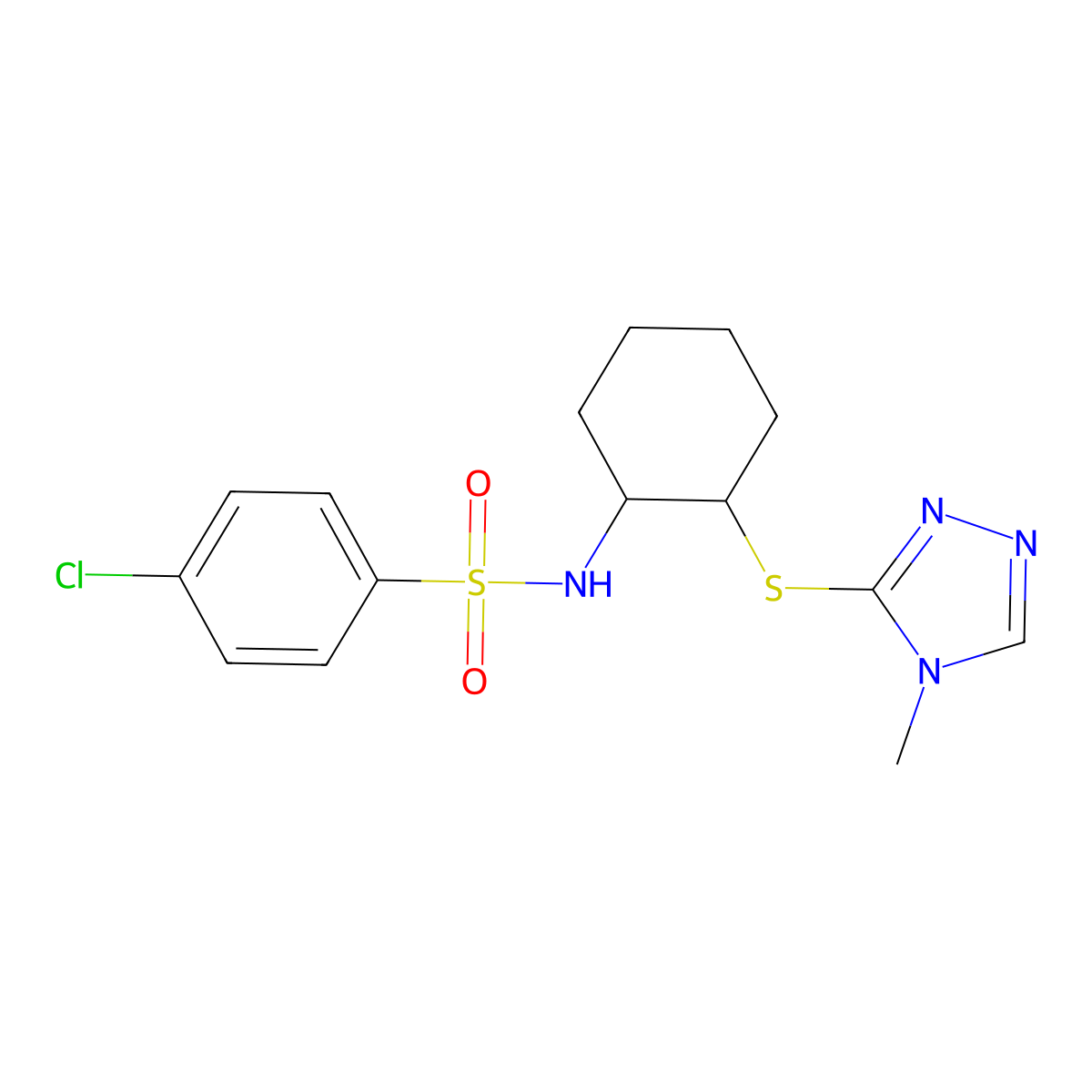 4-chloro-N-[2-[(4-methyl-1,2,4-triazol-3-yl)sulfanyl]cyclohexyl]benzenesulfonamide molecular structure, CAS 693255-18-4