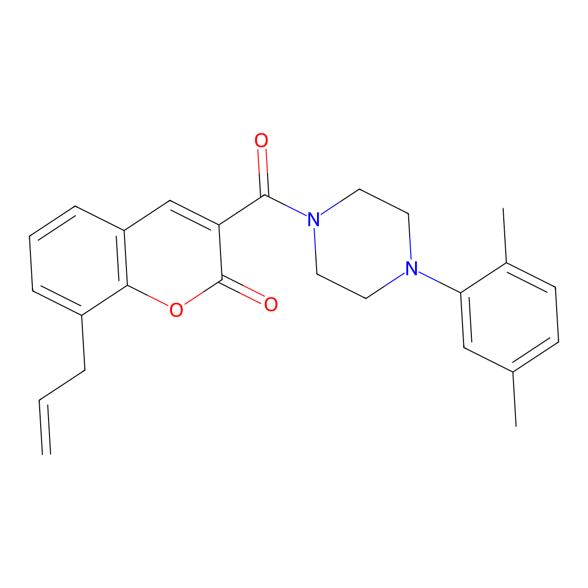 3-[4-(2,5-Dimethylphenyl)piperazine-1-carbonyl]-8-prop-2-enylchromen-2-one molecular structure, CAS 693255-29-7