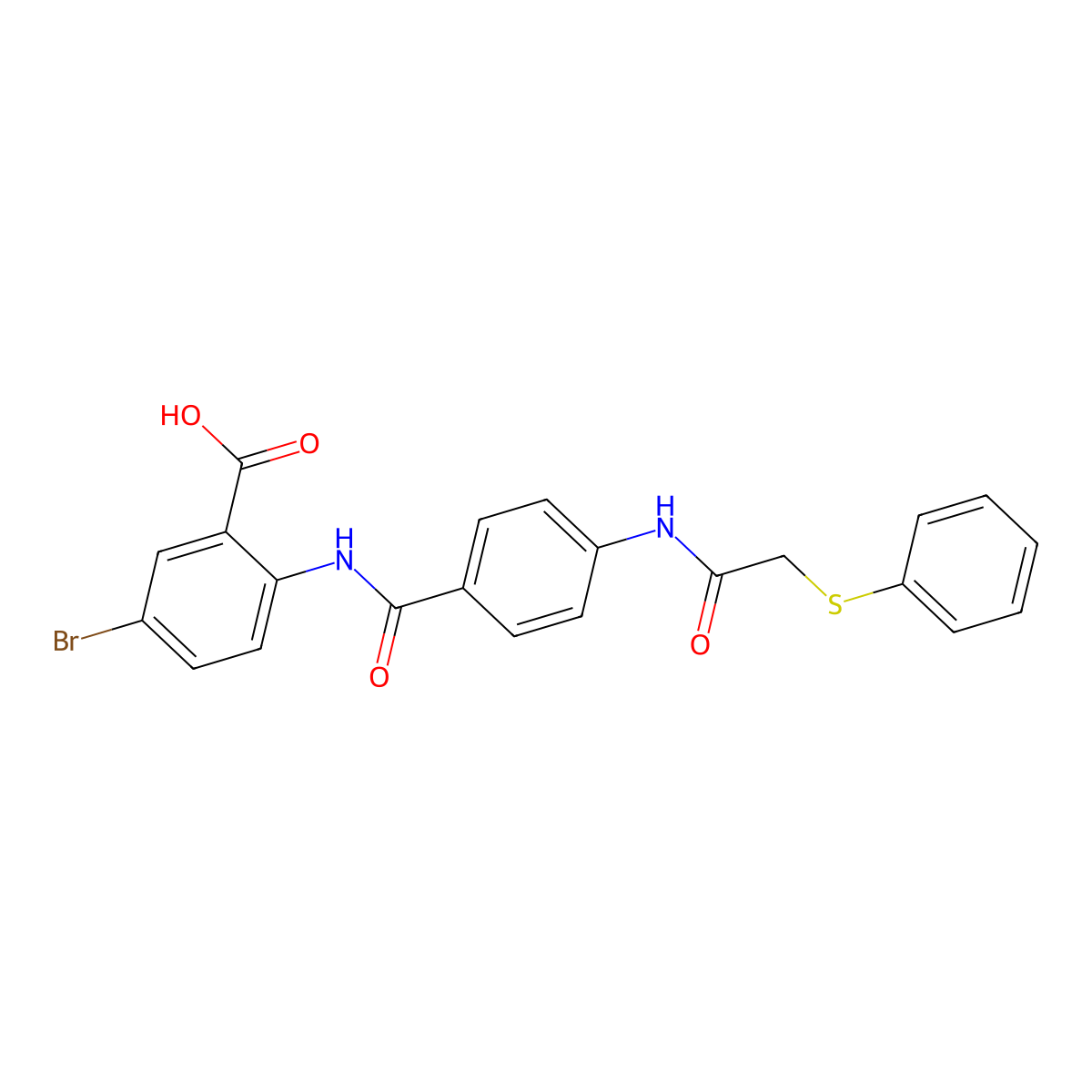 5-Bromo-2-{[(4-{[(phenylsulfanyl)acetyl]amino}phenyl)carbonyl]amino}benzoic acid molecular structure, CAS 693255-70-8