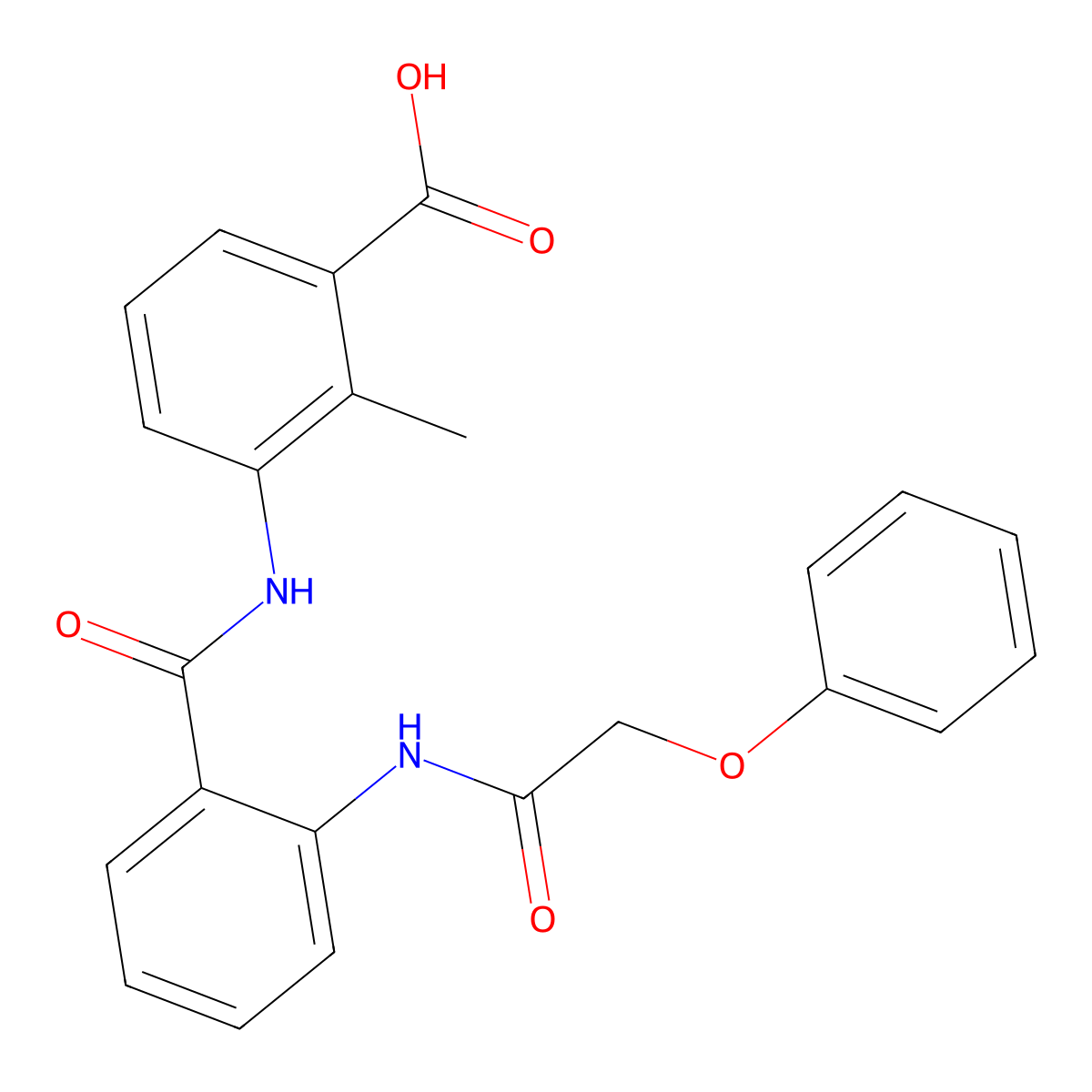 2-Methyl-3-[({2-[(phenoxyacetyl)amino]phenyl}carbonyl)amino]benzoic acid molecular structure, CAS 693255-72-0