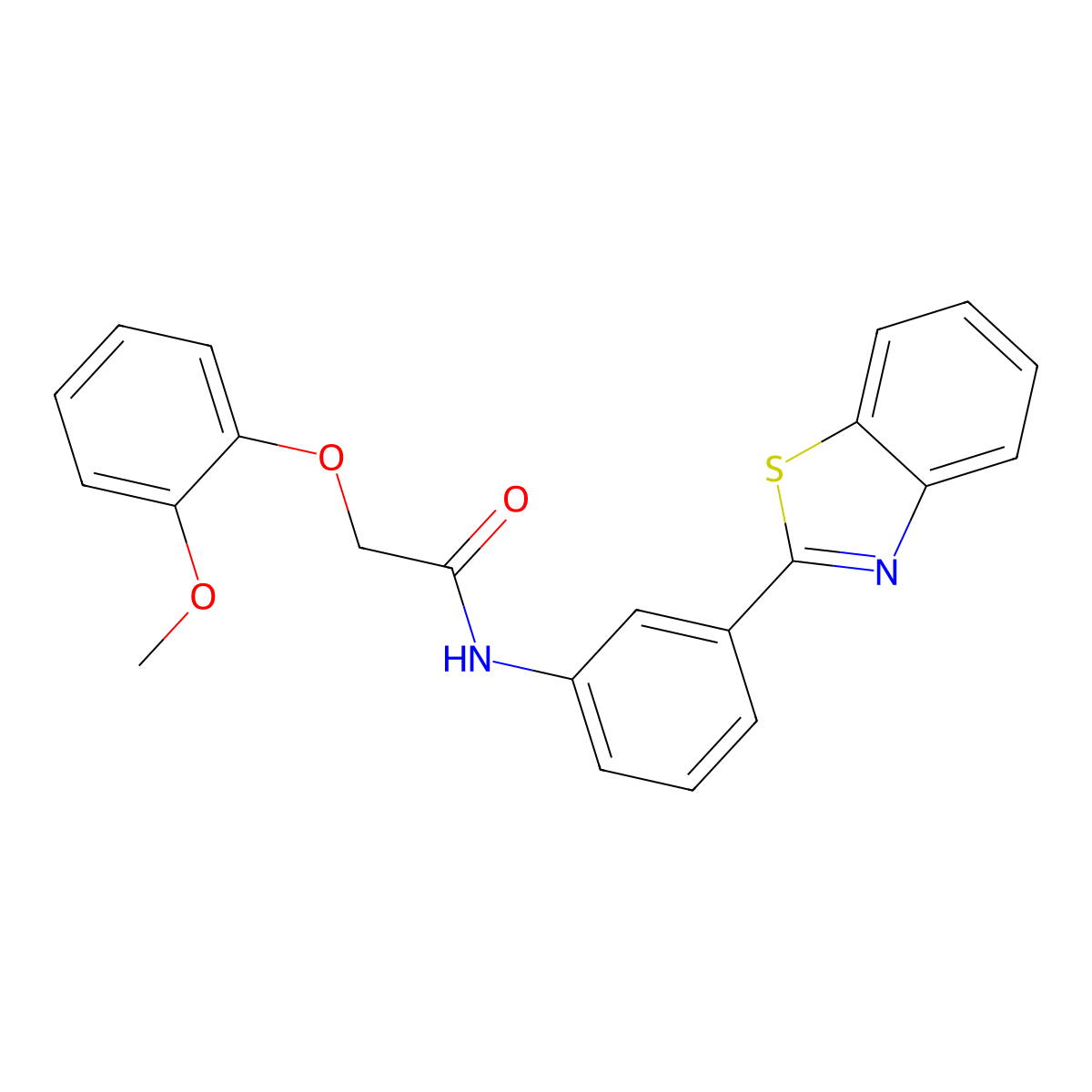 N-[3-(1,3-benzothiazol-2-yl)phenyl]-2-(2-methoxyphenoxy)acetamide molecular structure, CAS 693255-80-0