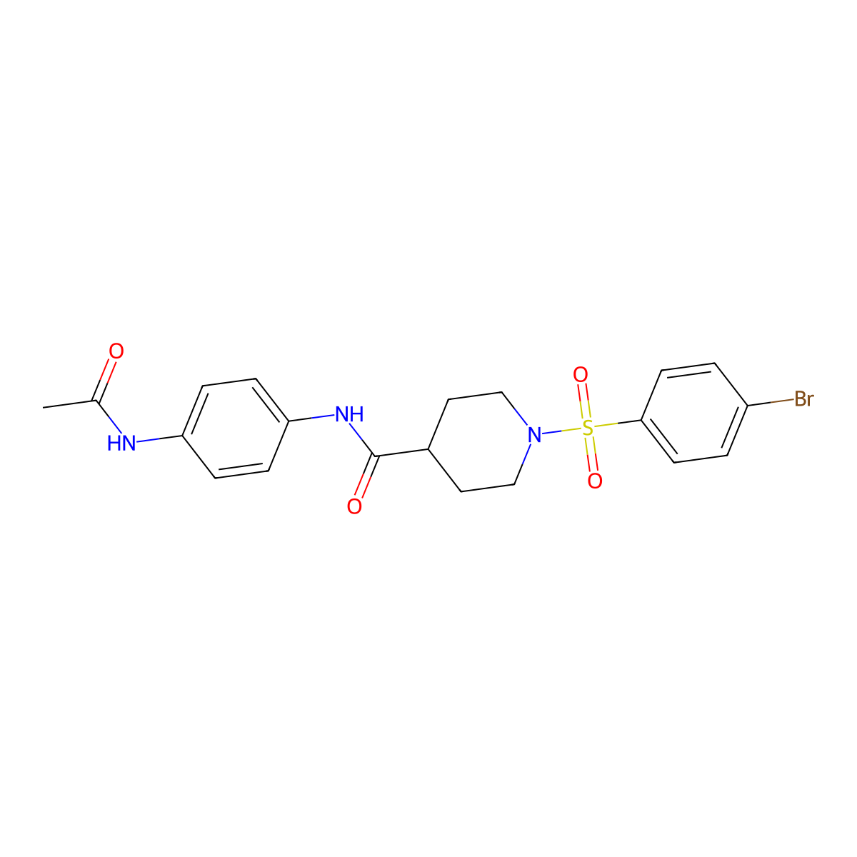 N-(4-acetamidophenyl)-1-(4-bromophenyl)sulfonylpiperidine-4-carboxamide molecular structure, CAS 693255-82-2