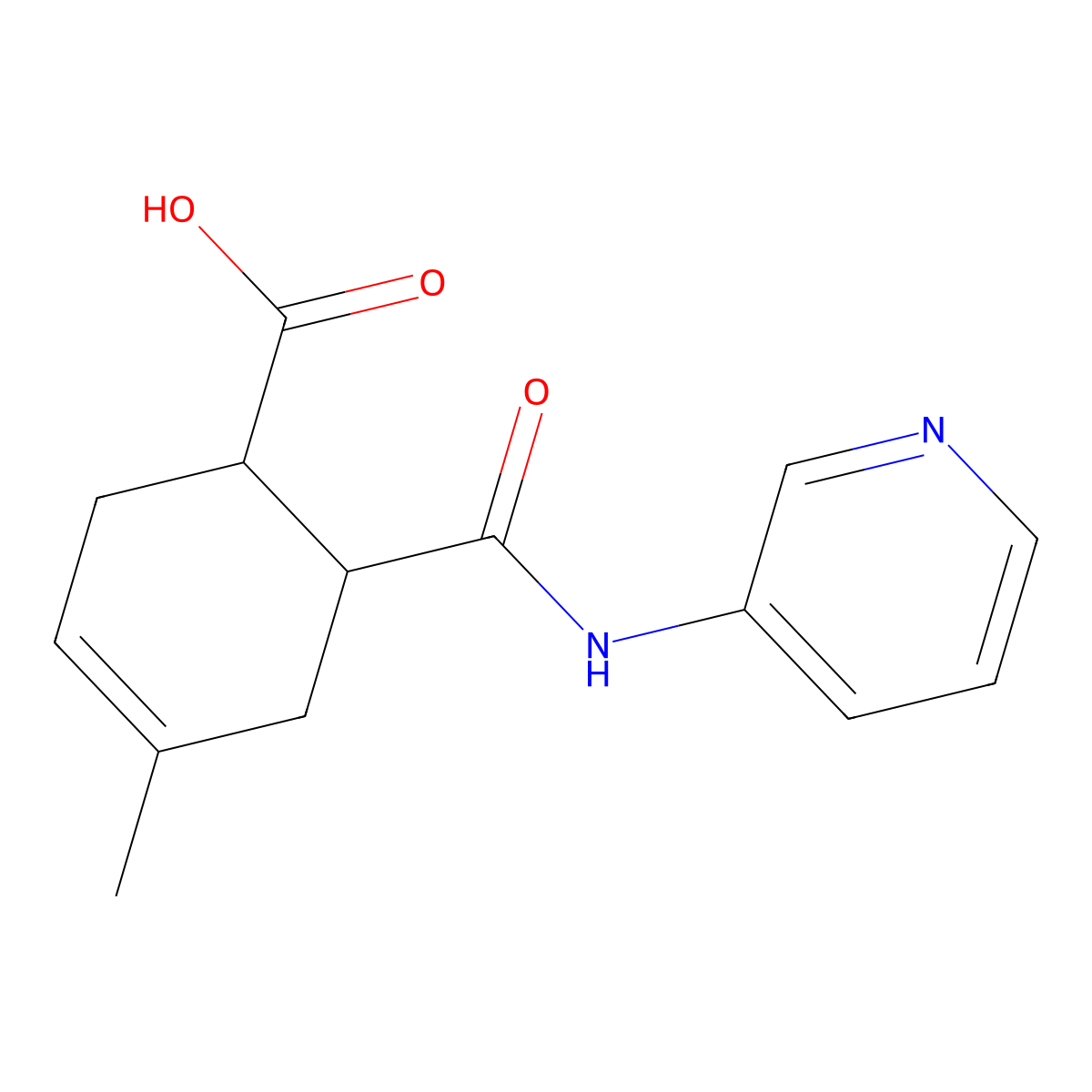 4-methyl-6-(pyridin-3-ylcarbamoyl)cyclohex-3-ene-1-carboxylic Acid molecular structure, CAS 693255-84-4