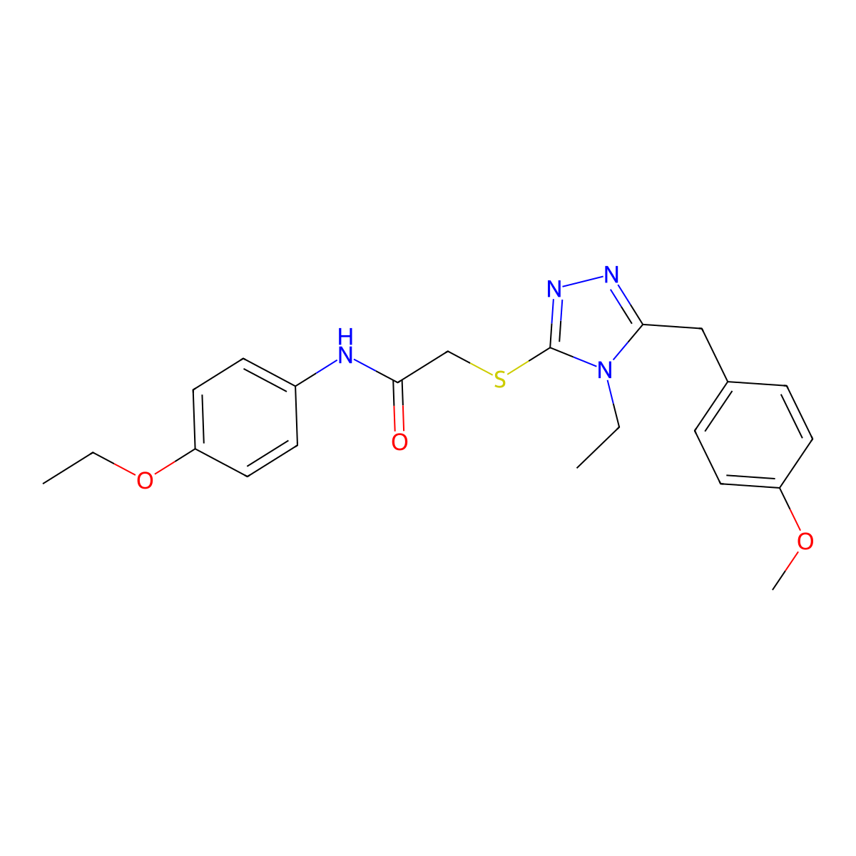 N-(4-ethoxyphenyl)-2-[[4-ethyl-5-[(4-methoxyphenyl)methyl]-1,2,4-triazol-3-yl]sulfanyl]acetamide molecular structure, CAS 693255-94-6