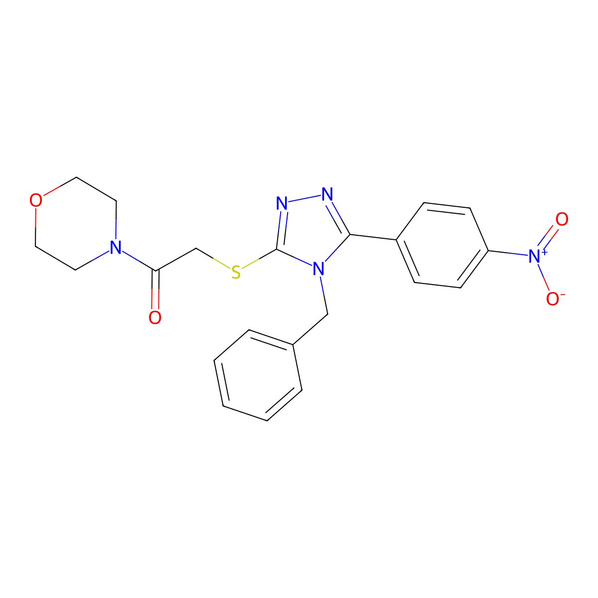 2-[[4-Benzyl-5-(4-nitrophenyl)-1,2,4-triazol-3-yl]sulfanyl]-1-morpholin-4-ylethanone molecular structure, CAS 693255-99-1