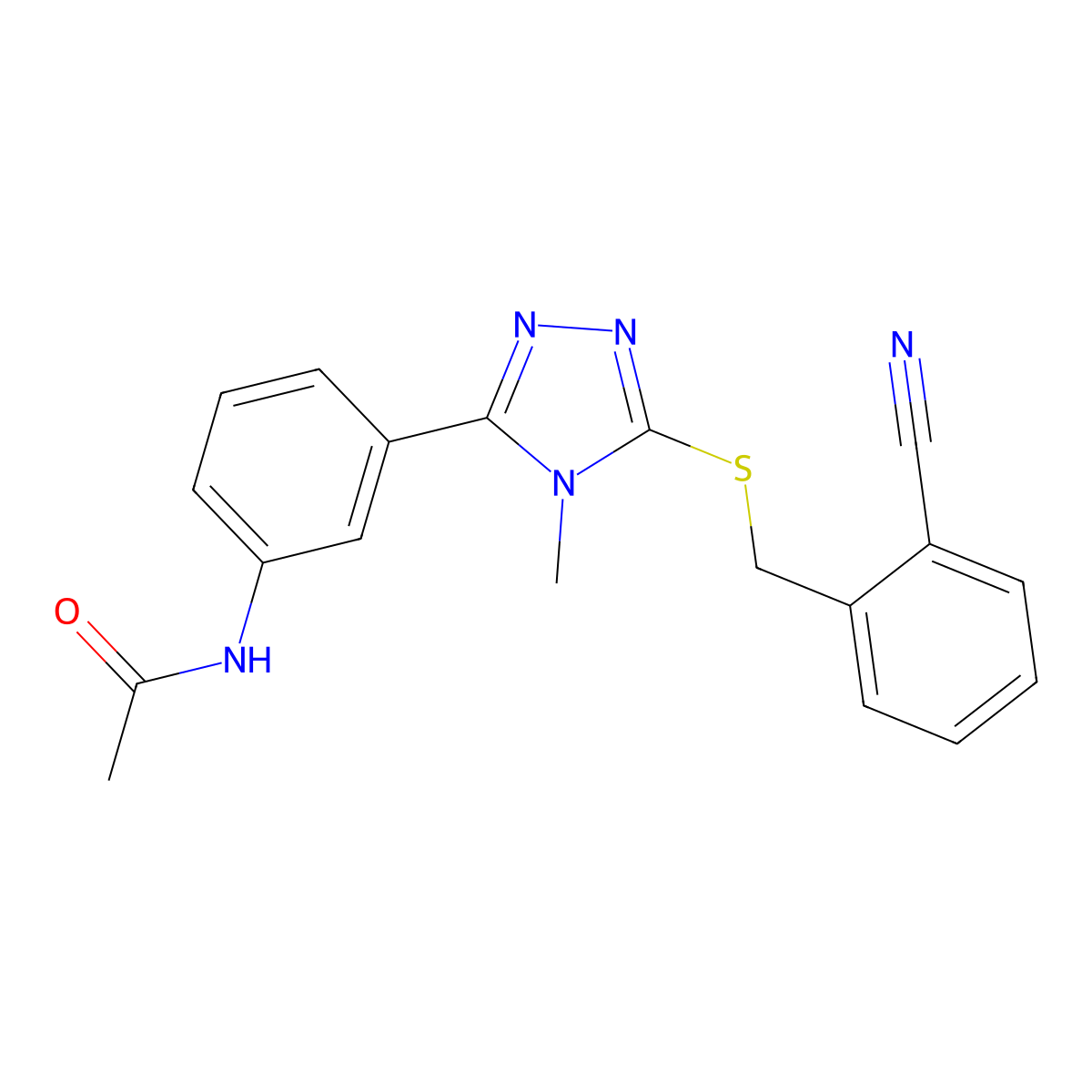 N-[3-[5-[(2-cyanophenyl)methylsulfanyl]-4-methyl-1,2,4-triazol-3-yl]phenyl]acetamide molecular structure, CAS 693256-04-1