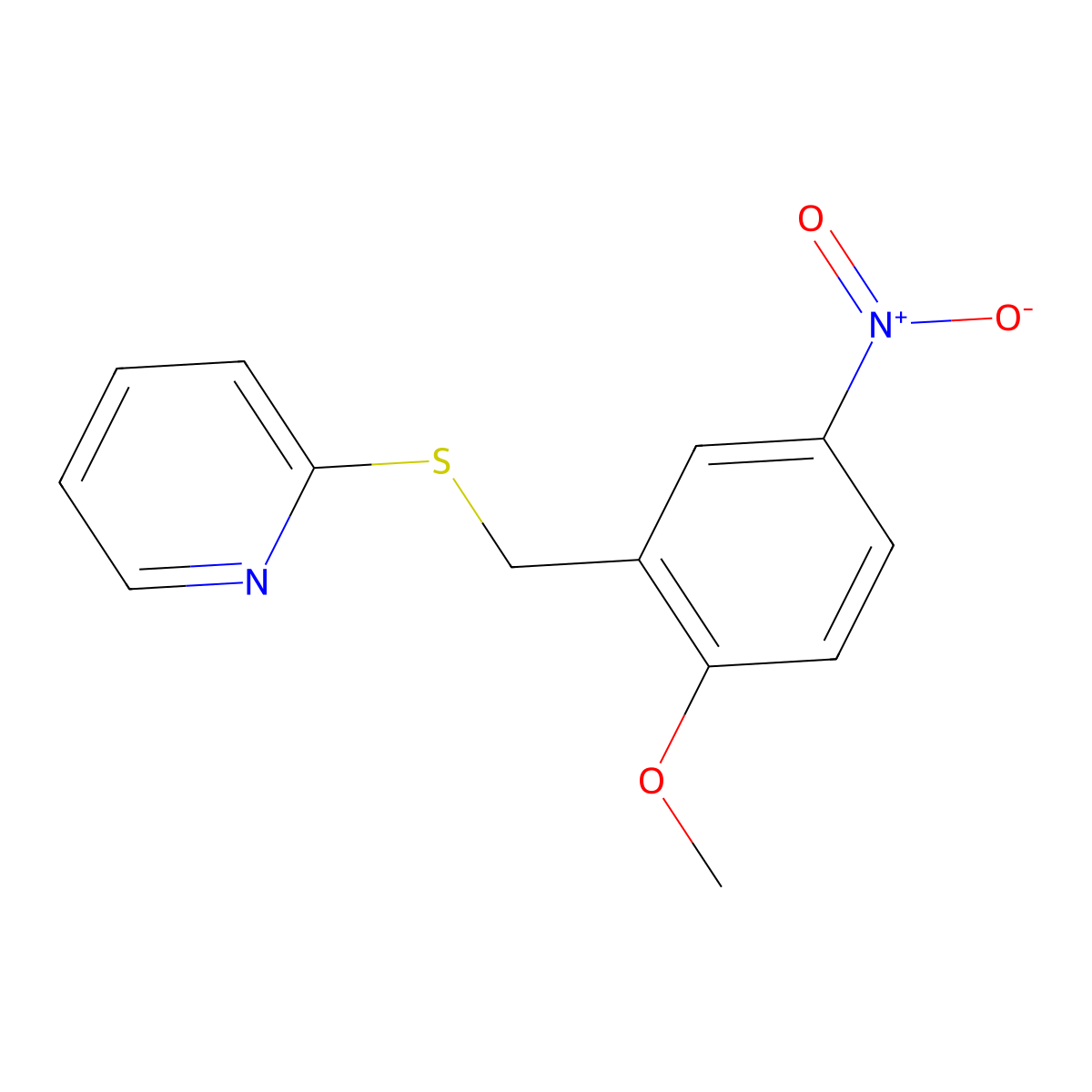 2-[(2-Methoxy-5-nitrophenyl)methylsulfanyl]pyridine molecular structure, CAS 693256-19-8