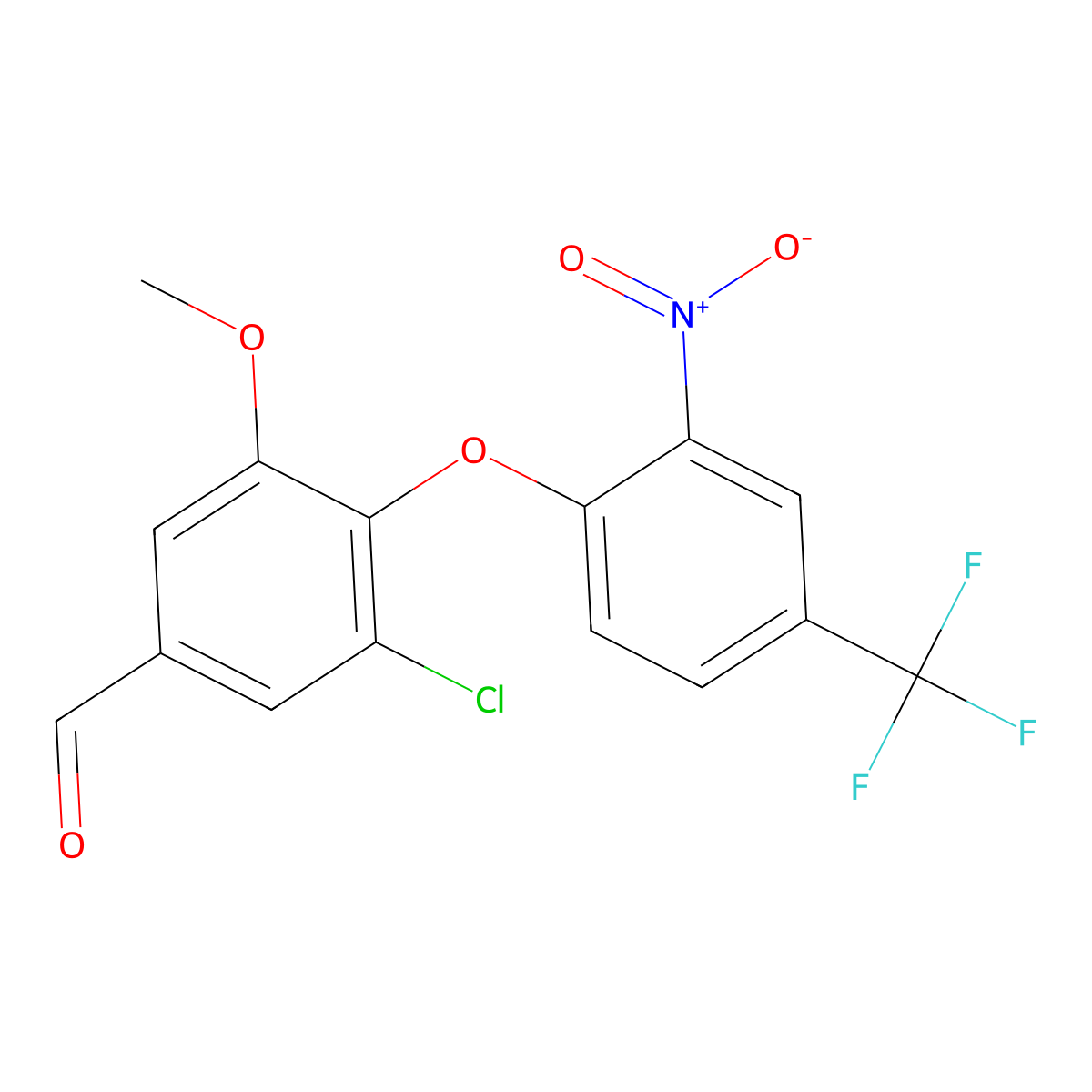 3-Chloro-5-methoxy-4-[2-nitro-4-(trifluoromethyl)phenoxy]benzaldehyde molecular structure, CAS 693256-22-3