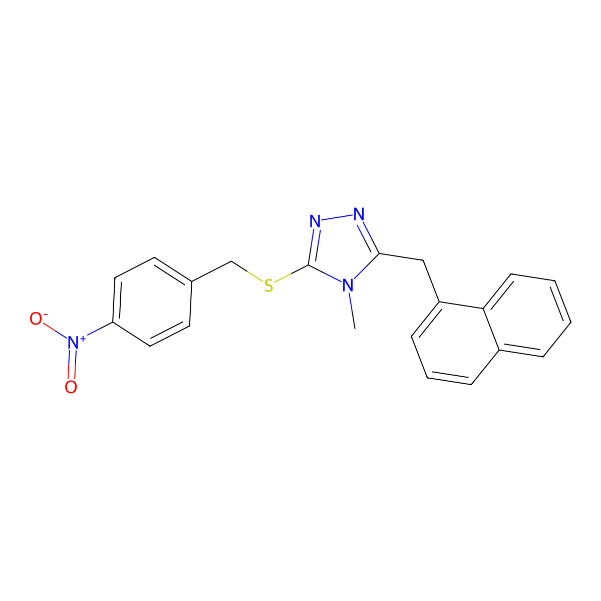 4-Methyl-3-(naphthalen-1-ylmethyl)-5-[(4-nitrophenyl)methylsulfanyl]-1,2,4-triazole molecular structure, CAS 693256-23-4