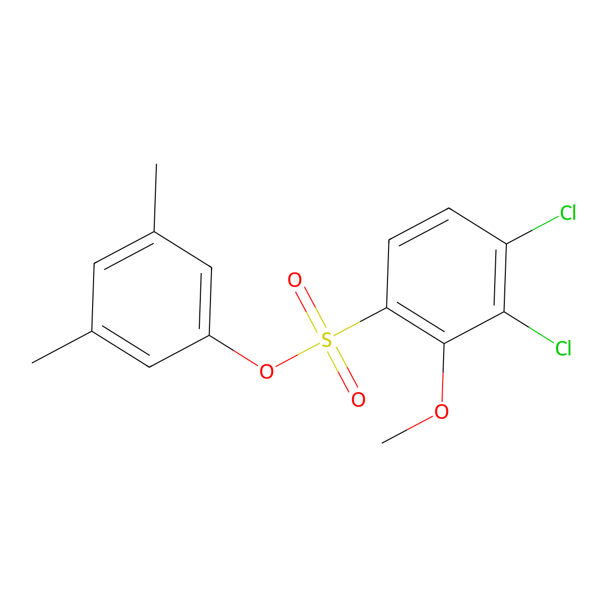 3,5-Dimethylphenyl 3,4-dichloro-2-methoxybenzenesulfonate molecular structure, CAS 693256-28-9