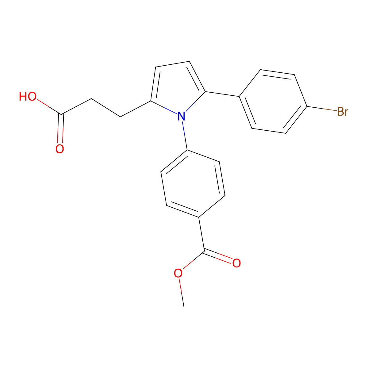 3-{5-(4-bromophenyl)-1-[4-(methoxycarbonyl)phenyl]-1H-pyrrol-2-yl}propanoic acid molecular structure, CAS 693256-44-9