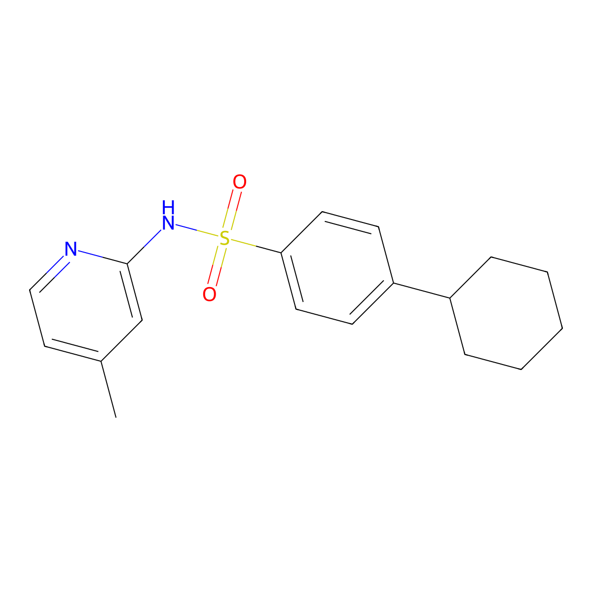 4-cyclohexyl-N-(4-methylpyridin-2-yl)benzene-1-sulfonamide molecular structure, CAS 693256-59-6