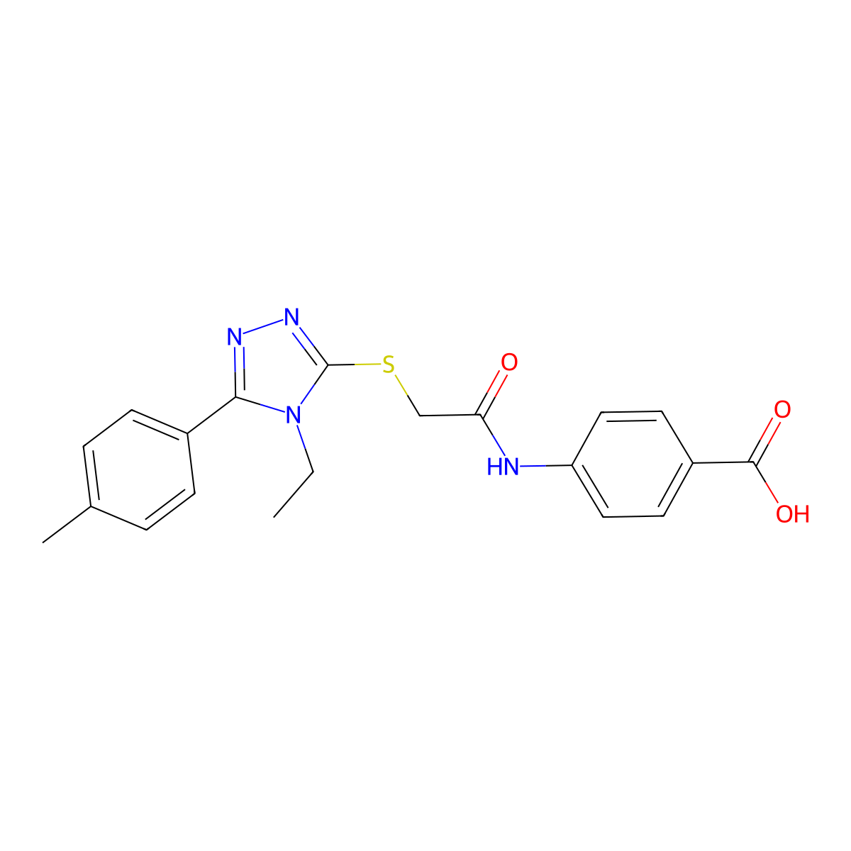 4-[({[4-ethyl-5-(4-methylphenyl)-4H-1,2,4-triazol-3-yl]sulfanyl}acetyl)amino]benzoic acid molecular structure, CAS 693256-61-0