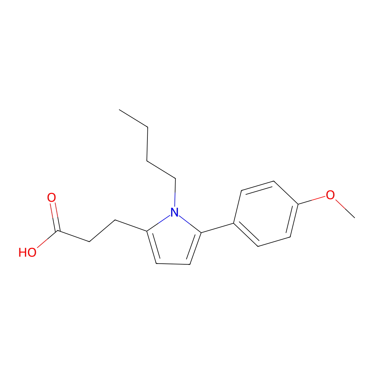 3-[1-butyl-5-(4-methoxyphenyl)-1H-pyrrol-2-yl]propanoic acid molecular structure, CAS 693256-70-1