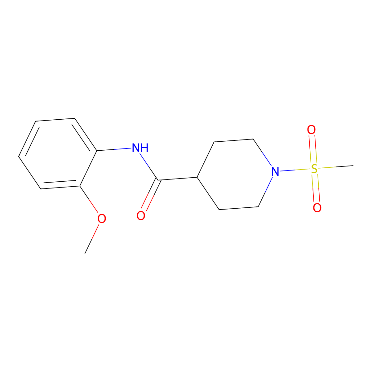 N-(2-methoxyphenyl)-1-methylsulfonylpiperidine-4-carboxamide molecular structure, CAS 693264-51-6