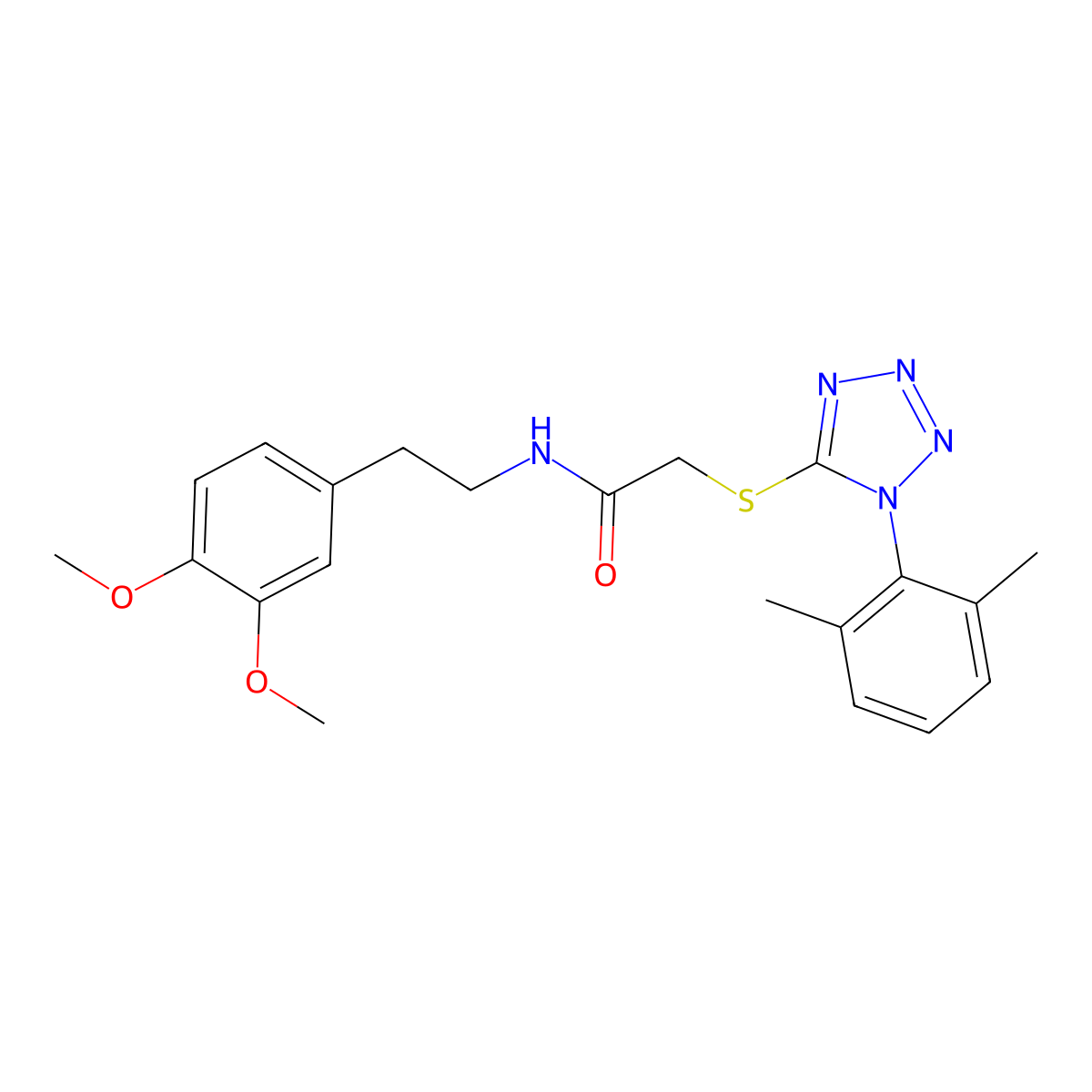 N-[2-(3,4-dimethoxyphenyl)ethyl]-2-[1-(2,6-dimethylphenyl)tetrazol-5-yl]sulfanylacetamide molecular structure, CAS 693264-55-0