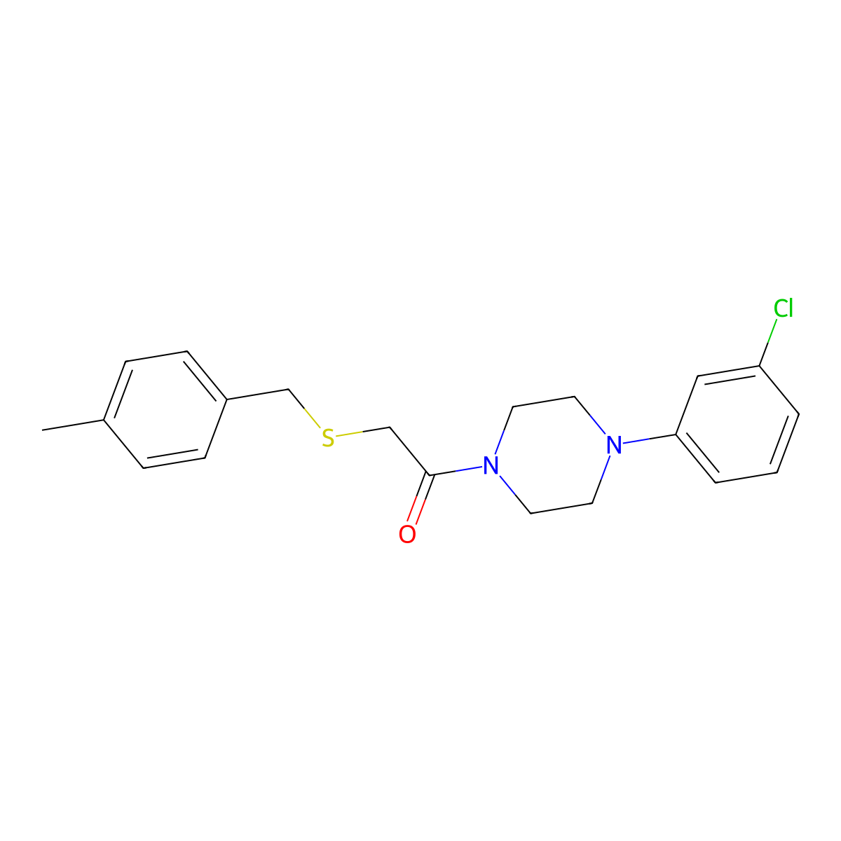 1-[4-(3-Chlorophenyl)piperazin-1-yl]-2-[(4-methylbenzyl)sulfanyl]ethanone molecular structure, CAS 693264-59-4