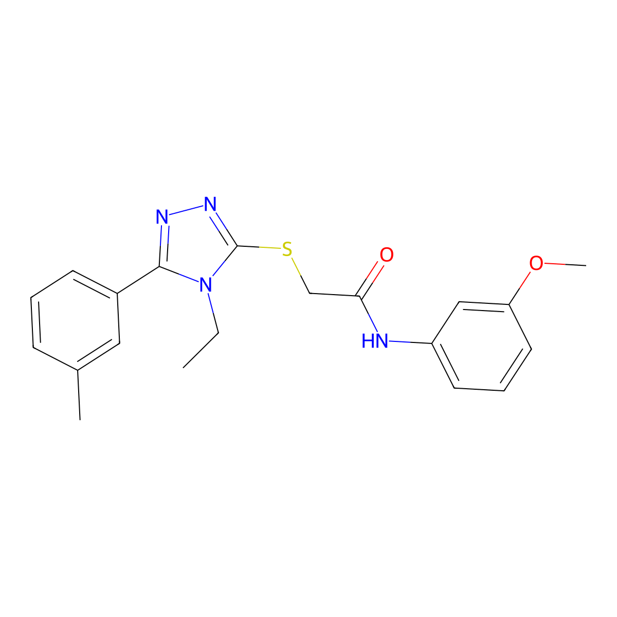 2-[[4-ethyl-5-(3-methylphenyl)-1,2,4-triazol-3-yl]sulfanyl]-N-(3-methoxyphenyl)acetamide molecular structure, CAS 693264-76-5