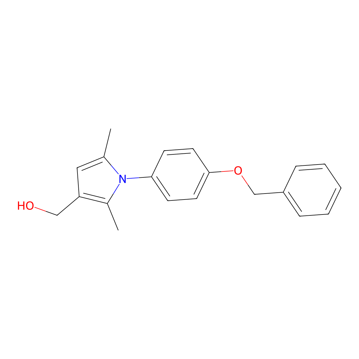 {1-[4-(benzyloxy)phenyl]-2,5-dimethyl-1H-pyrrol-3-yl}methanol molecular structure, CAS 693265-13-3