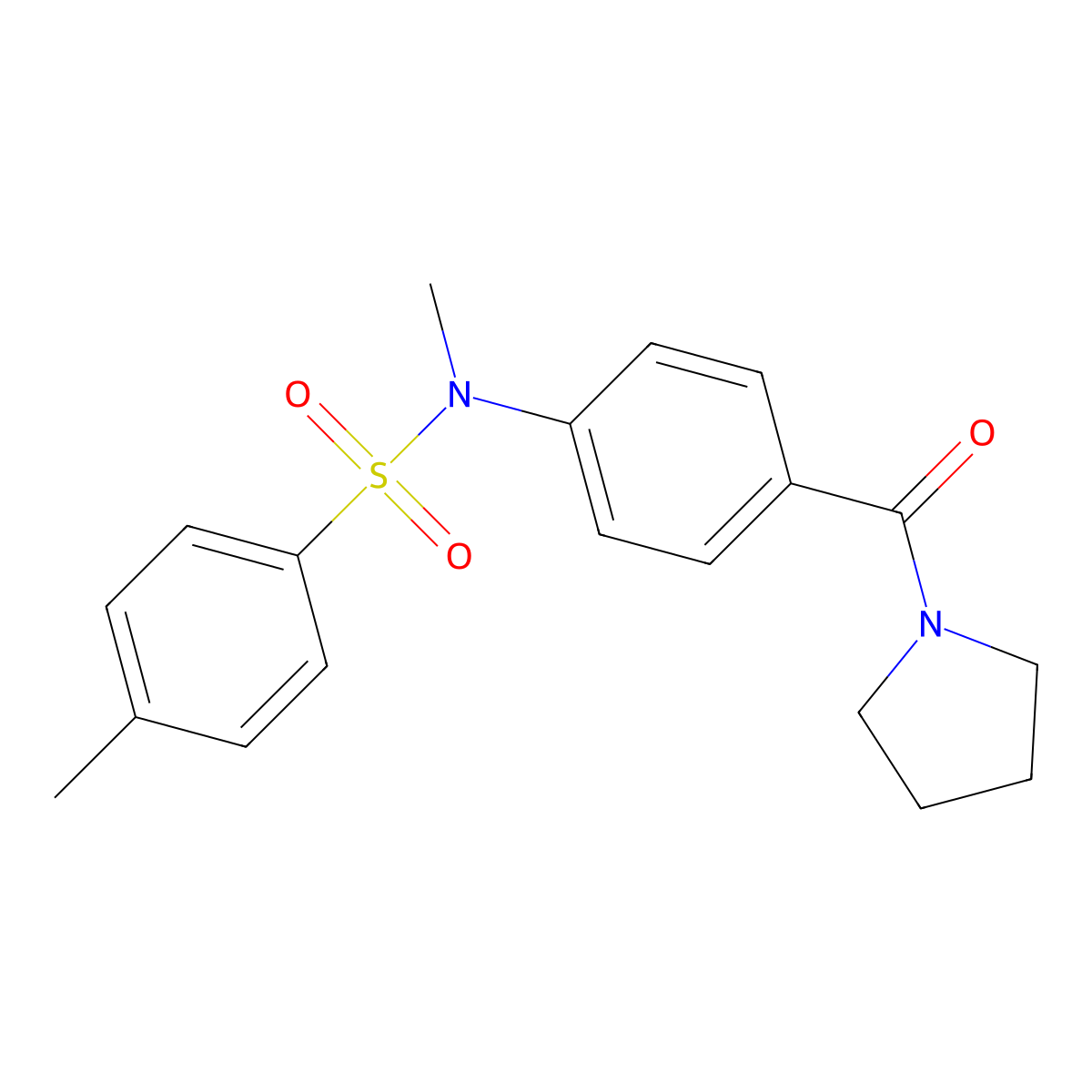 N,4-dimethyl-N-(4-(pyrrolidine-1-carbonyl)phenyl)benzenesulfonamide molecular structure, CAS 693265-37-1