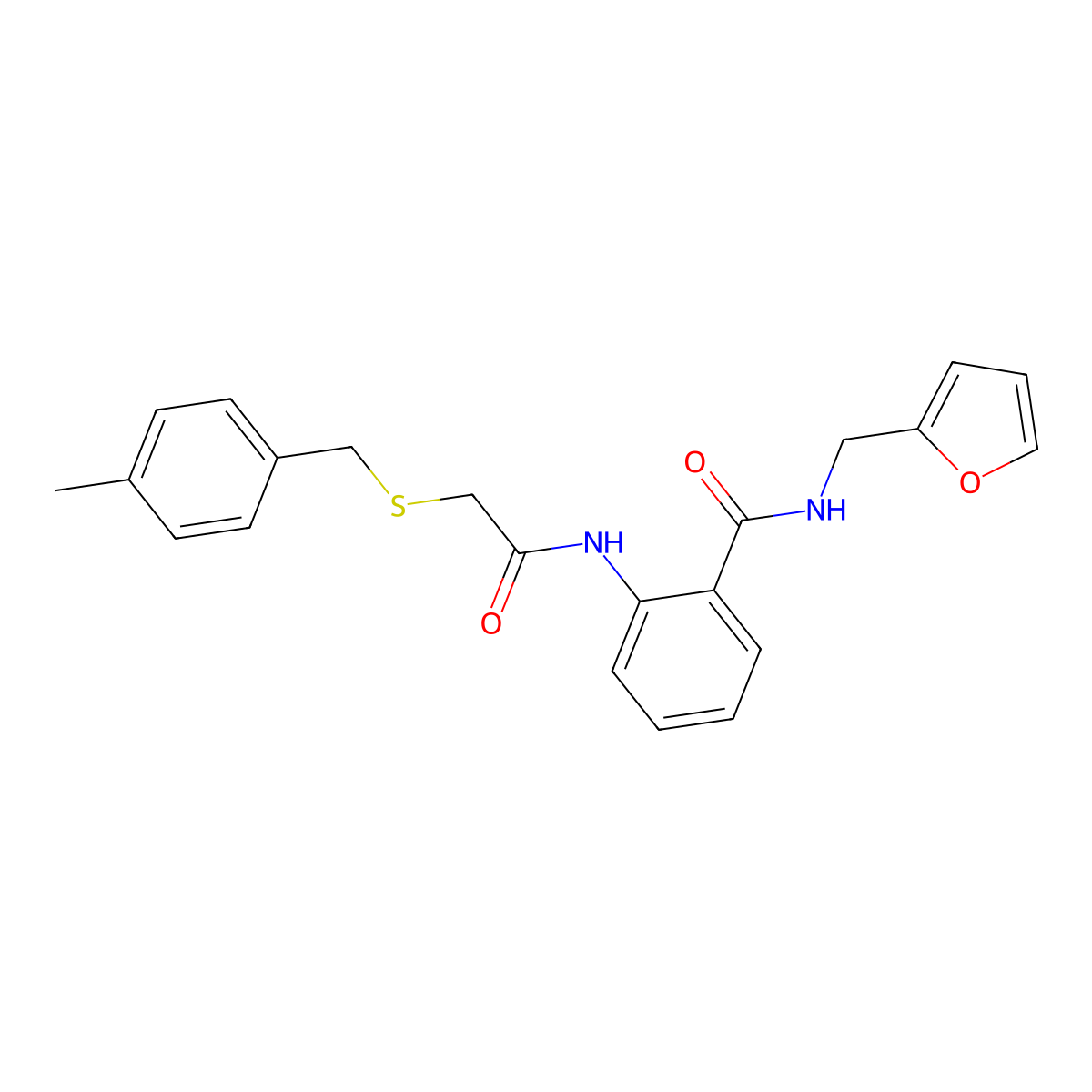 N-(furan-2-ylmethyl)-2-[[2-[(4-methylphenyl)methylsulfanyl]acetyl]amino]benzamide molecular structure, CAS 693265-53-1