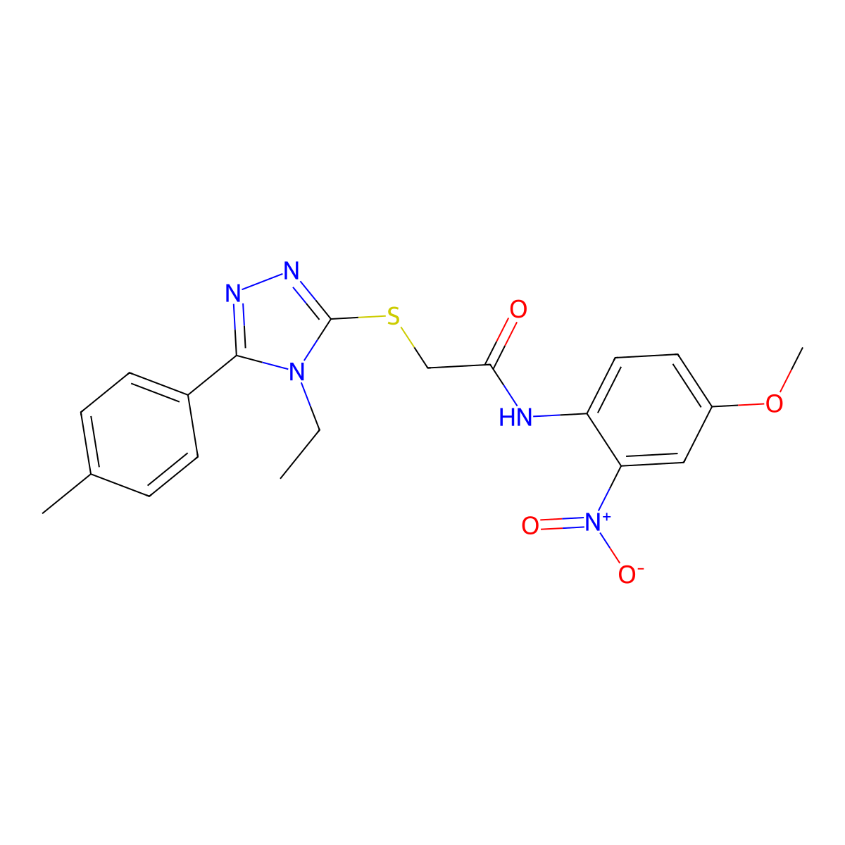 2-[[4-ethyl-5-(4-methylphenyl)-1,2,4-triazol-3-yl]sulfanyl]-N-(4-methoxy-2-nitrophenyl)acetamide molecular structure, CAS 693265-68-8