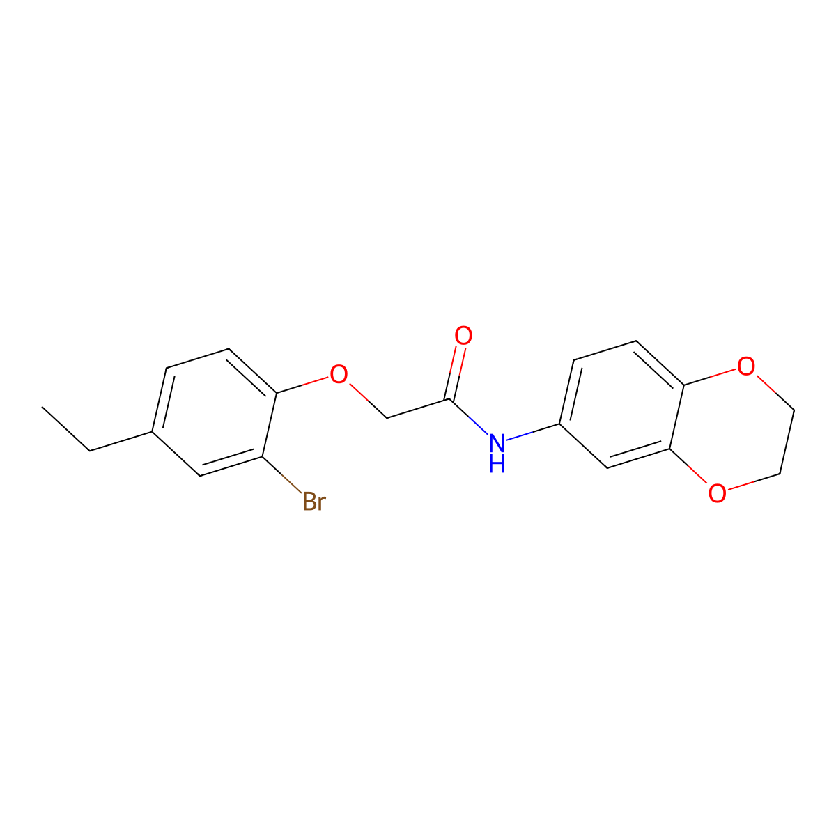 2-(2-bromo-4-ethylphenoxy)-N-(2,3-dihydro-1,4-benzodioxin-6-yl)acetamide molecular structure, CAS 693265-73-5