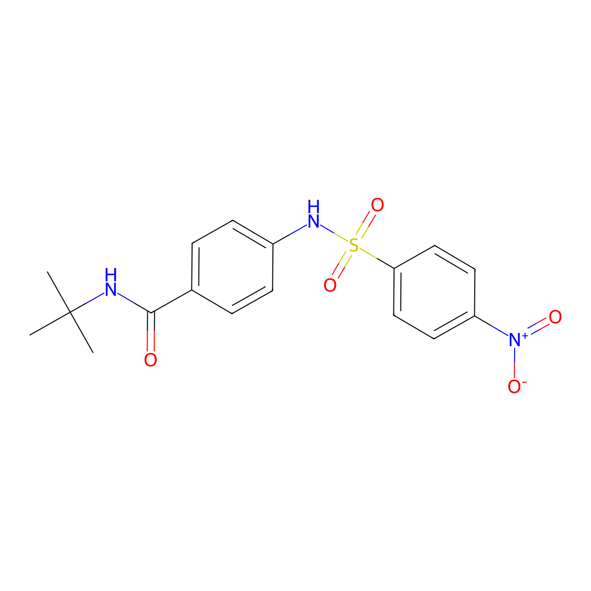 N-tert-butyl-4-[(4-nitrophenyl)sulfonylamino]benzamide molecular structure, CAS 693265-75-7