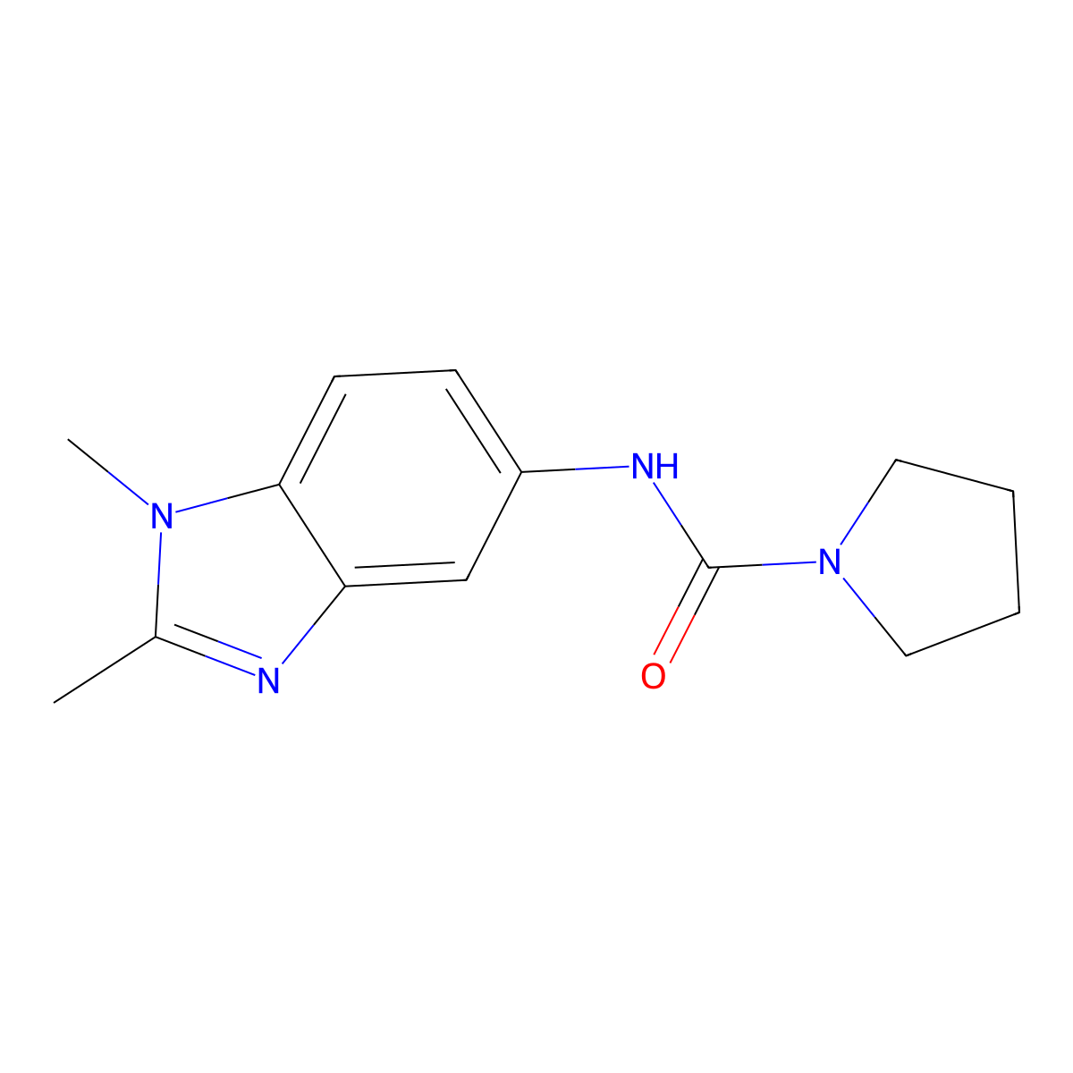 N-(1,2-dimethylbenzimidazol-5-yl)pyrrolidine-1-carboxamide molecular structure, CAS 693265-76-8