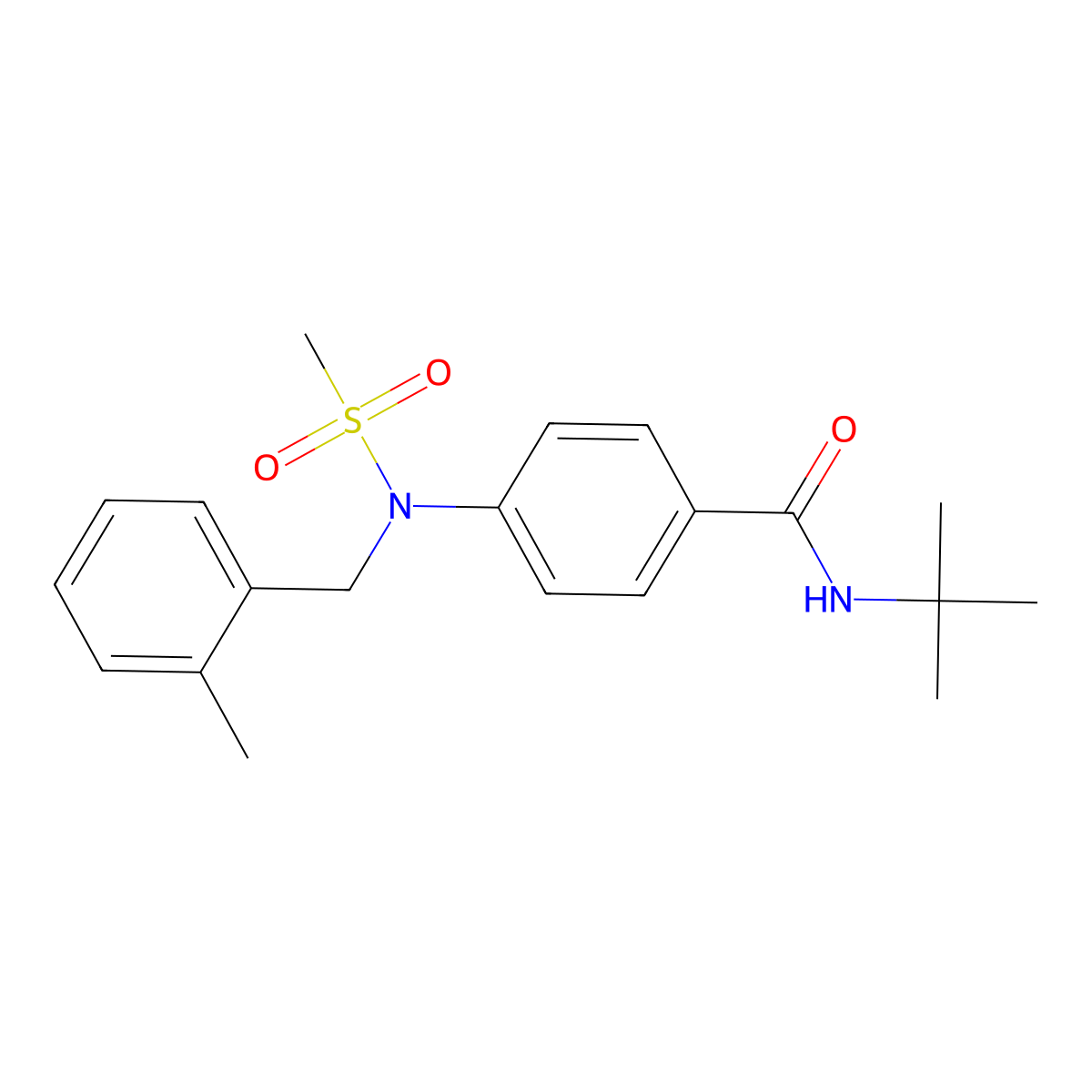 N-tert-butyl-4-[(2-methylphenyl)methyl-methylsulfonylamino]benzamide molecular structure, CAS 693265-78-0