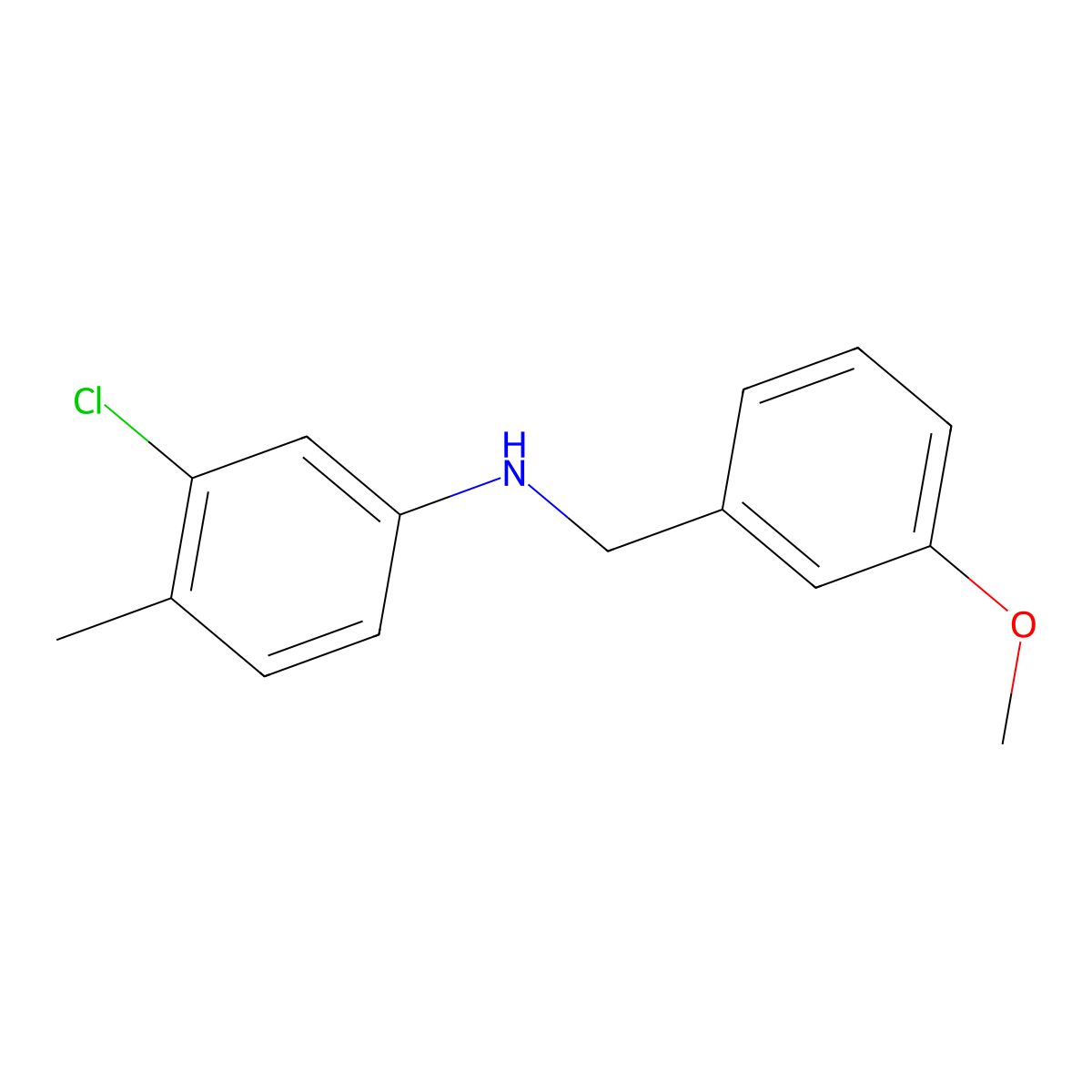 3-chloro-N-[(3-methoxyphenyl)methyl]-4-methylaniline molecular structure, CAS 693265-79-1