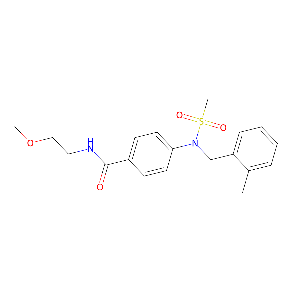N-(2-methoxyethyl)-4-[(2-methylphenyl)methyl-methylsulfonylamino]benzamide molecular structure, CAS 693265-94-0