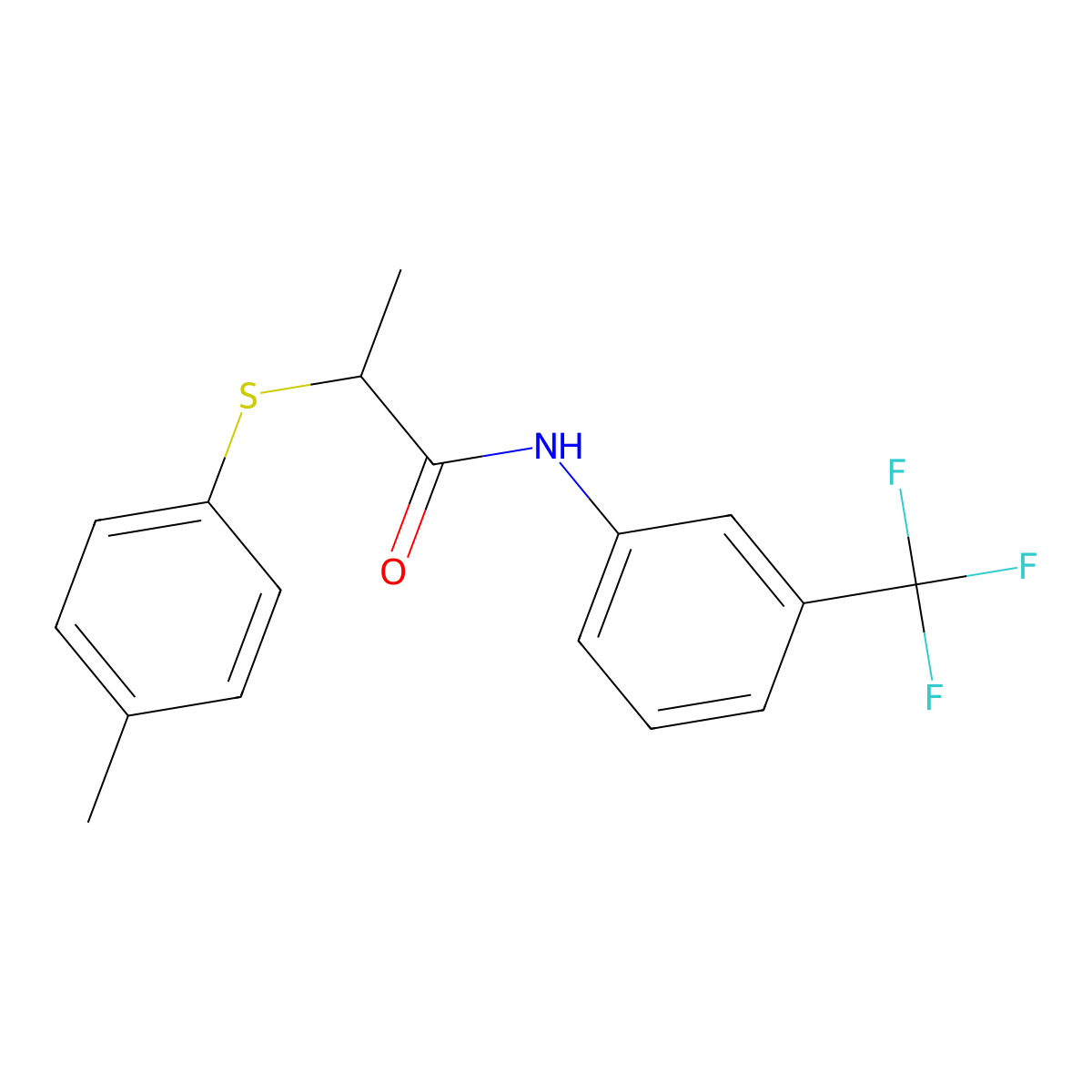 2-(4-methylphenyl)sulfanyl-N-[3-(trifluoromethyl)phenyl]propanamide molecular structure, CAS 693266-01-2