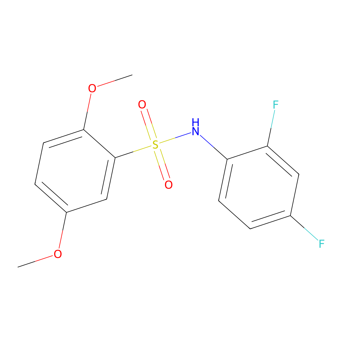 N-(2,4-difluorophenyl)-2,5-dimethoxybenzenesulfonamide molecular structure, CAS 693266-06-7