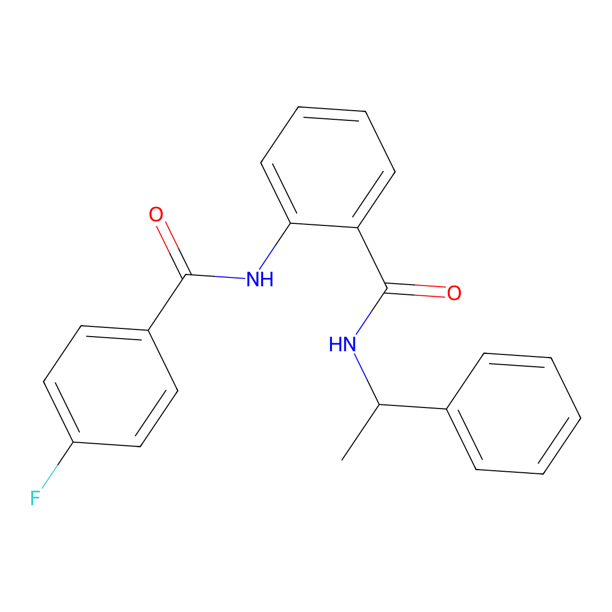 2-[(4-fluorobenzoyl)amino]-N-(1-phenylethyl)benzamide molecular structure, CAS 693266-08-9