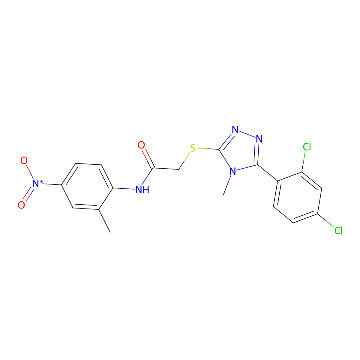 2-[[5-(2,4-dichlorophenyl)-4-methyl-1,2,4-triazol-3-yl]sulfanyl]-N-(2-methyl-4-nitrophenyl)acetamide molecular structure, CAS 693266-11-4