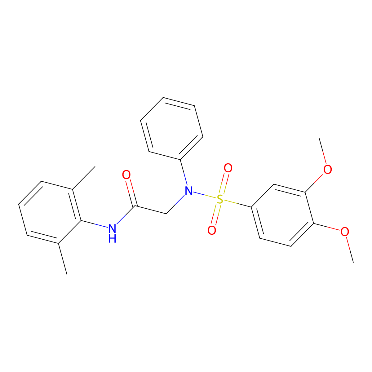 2-(N-(3,4-dimethoxyphenyl)sulfonylanilino)-N-(2,6-dimethylphenyl)acetamide molecular structure, CAS 693266-12-5