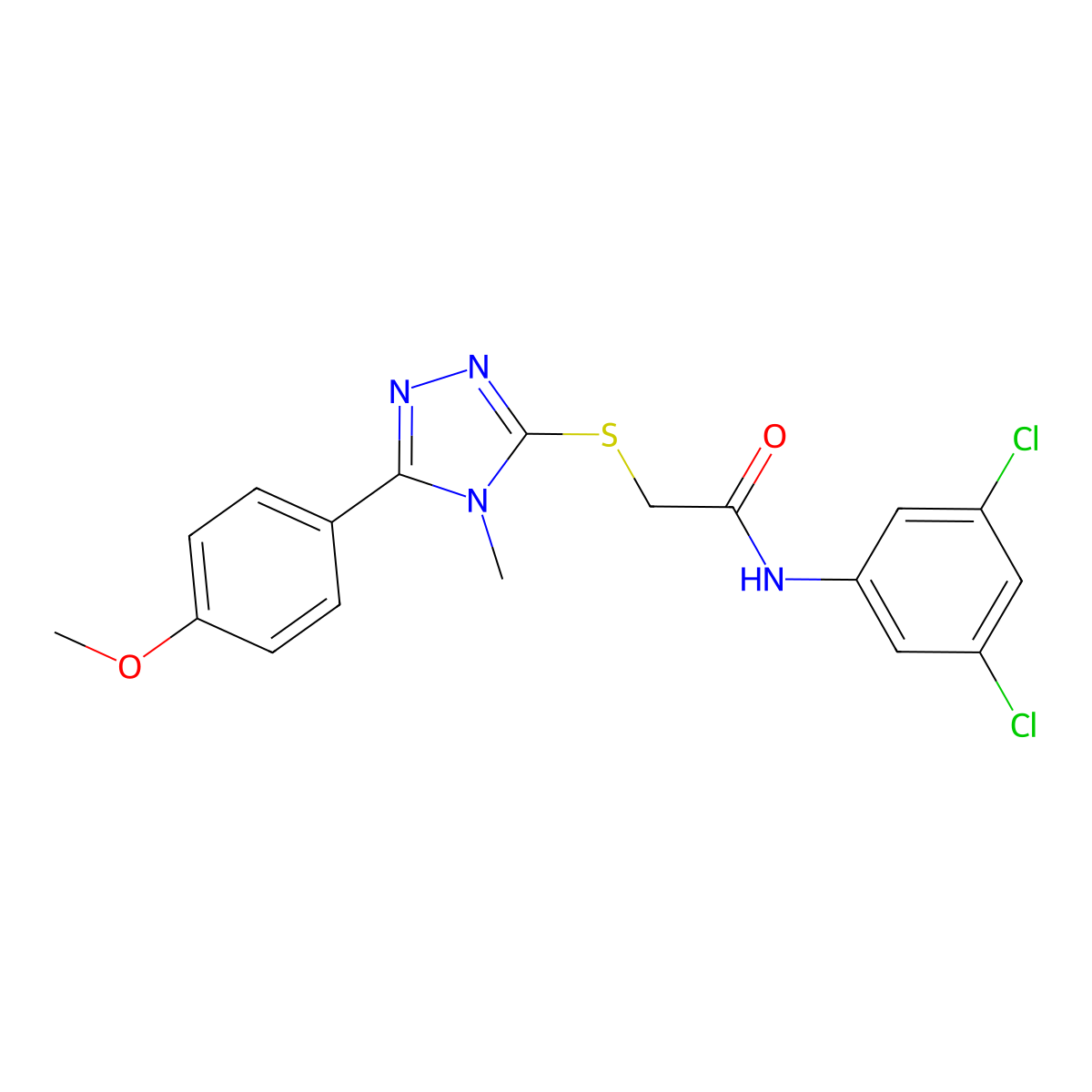 N-(3,5-dichlorophenyl)-2-[[5-(4-methoxyphenyl)-4-methyl-1,2,4-triazol-3-yl]sulfanyl]acetamide molecular structure, CAS 693266-14-7