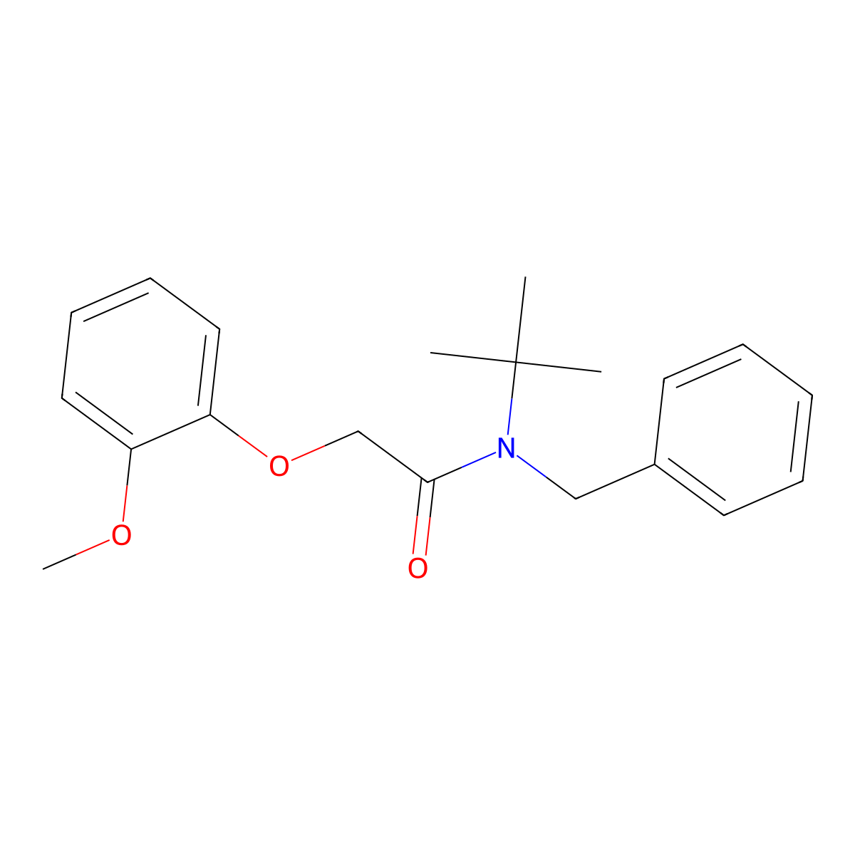 N-benzyl-N-tert-butyl-2-(2-methoxyphenoxy)acetamide molecular structure, CAS 693266-38-5