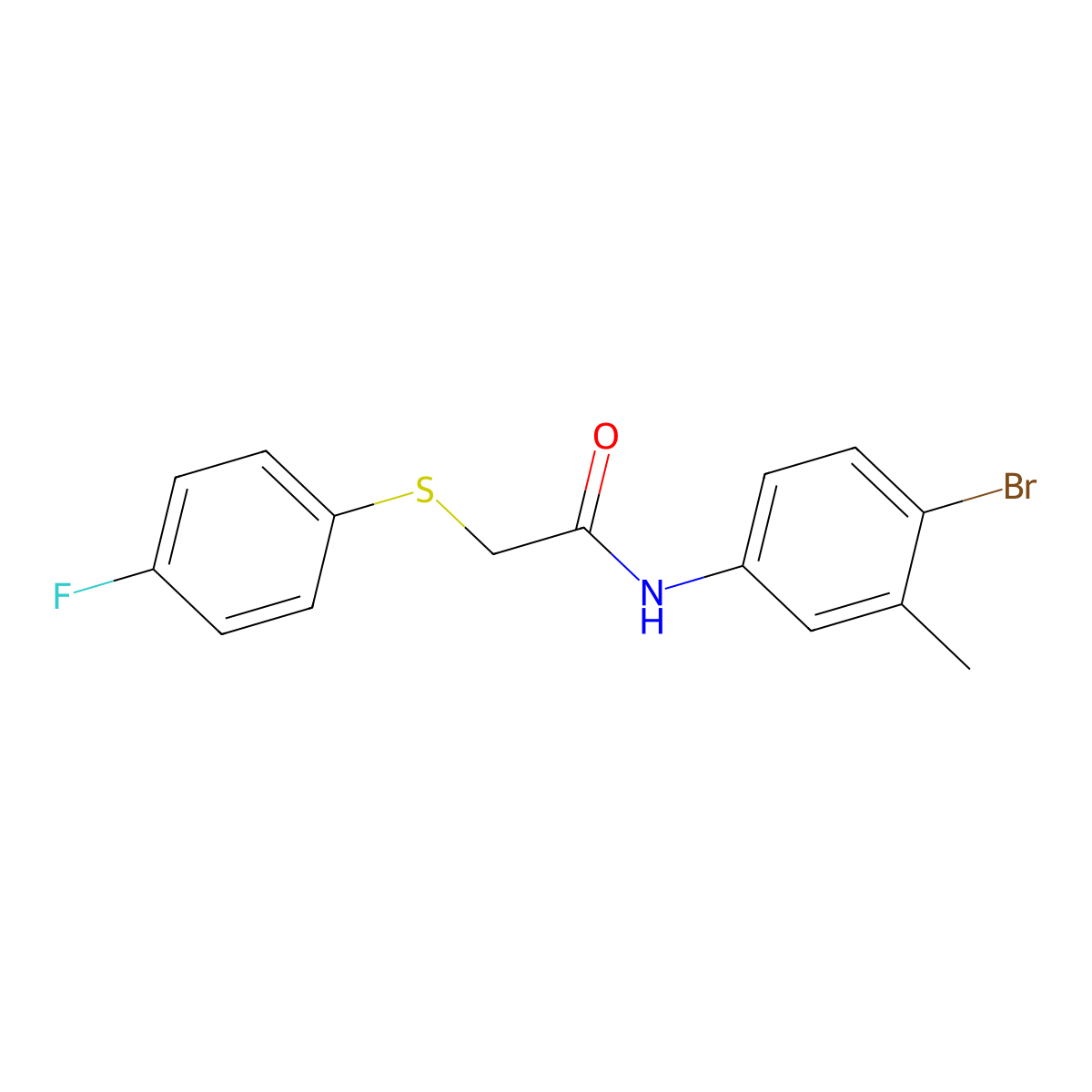 N-(4-bromo-3-methylphenyl)-2-[(4-fluorophenyl)sulfanyl]acetamide molecular structure, CAS 693266-39-6