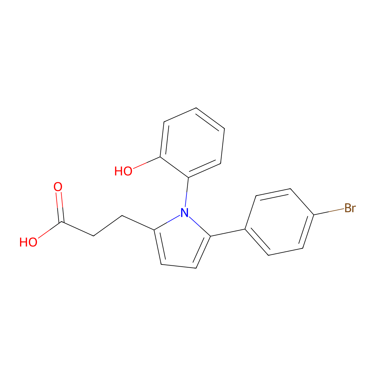 3-[5-(4-bromophenyl)-1-(2-hydroxyphenyl)-1H-pyrrol-2-yl]propanoic acid molecular structure, CAS 693266-42-1