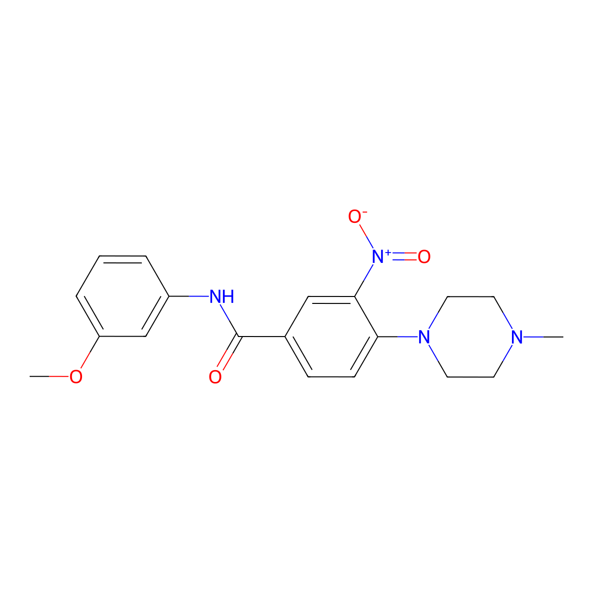 N-(3-methoxyphenyl)-4-(4-methylpiperazin-1-yl)-3-nitrobenzamide molecular structure, CAS 693266-56-7