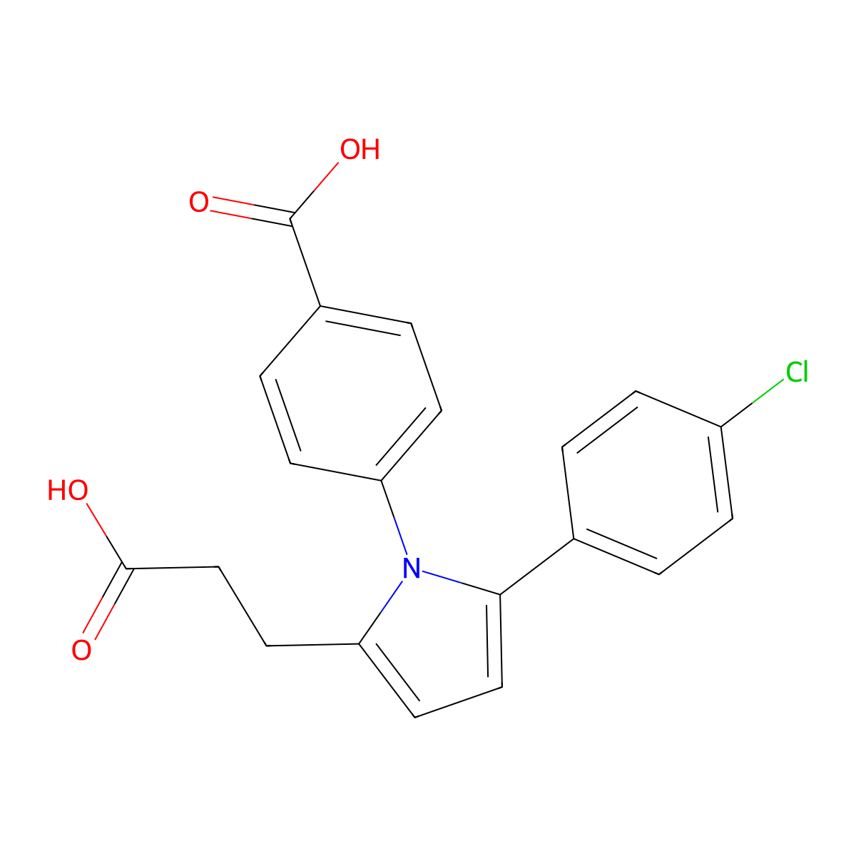 4-[2-(2-carboxyethyl)-5-(4-chlorophenyl)-1H-pyrrol-1-yl]benzoic acid molecular structure, CAS 693266-75-0