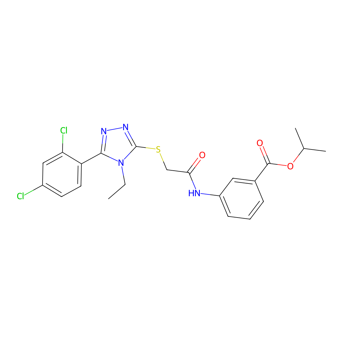 propan-2-yl 3-[({[5-(2,4-dichlorophenyl)-4-ethyl-4H-1,2,4-triazol-3-yl]sulfanyl}acetyl)amino]benzoate molecular structure, CAS 693266-76-1