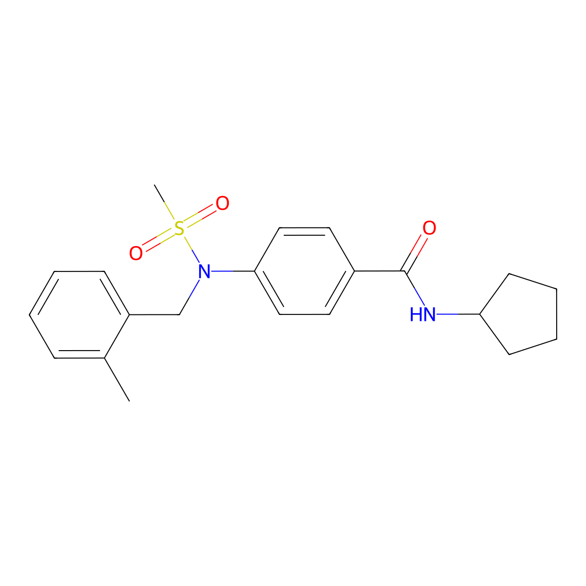 N-cyclopentyl-4-[(2-methylbenzyl)(methylsulfonyl)amino]benzamide molecular structure, CAS 693266-93-2